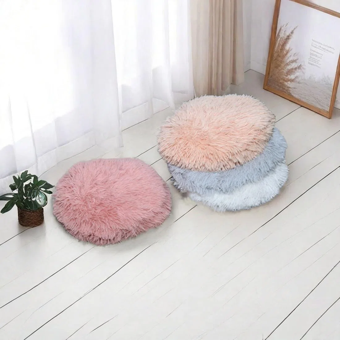 RICHRAIN Cuscino in peluche per cani di gatto, tappetino caldo per animali domestici, cotone PP morbido e confortevole per soggiorno (L 57 cm, grigio chiaro)