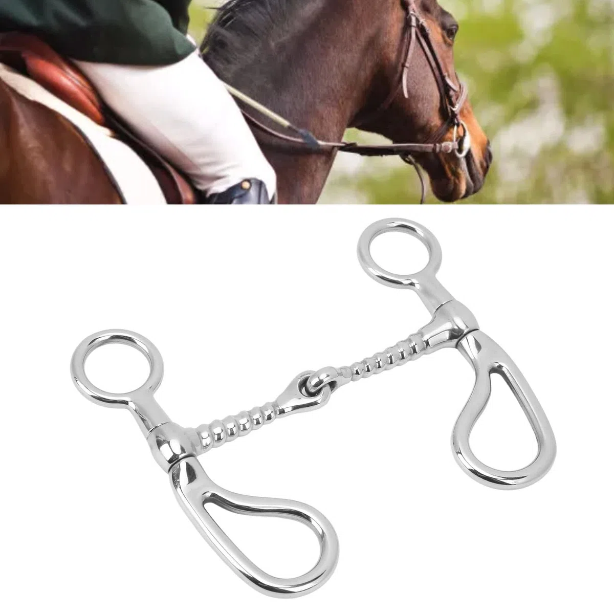 Boccone per Cavalli da 125 mm, boccone da Snaffle in Acciaio Inox da 4,9 Pollici per Briglia da Cavallo, boccone per Cavalli ad Anello O di Spessore per l'addestramento equestre