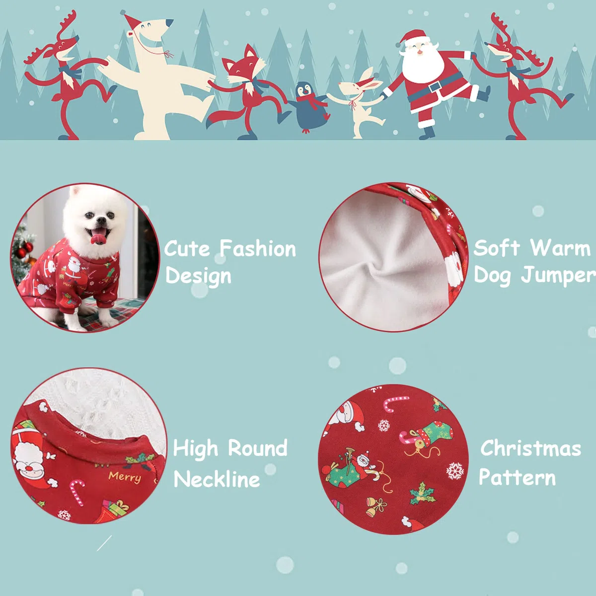 2Pezzi Grande Natale Maglioncino Cane Natale Vestiti per Cani Maglioncini Natalizi per Cani Gatti Abbigliamento Invernale Caldo per Le vacanze Costumi Domestici Caldi Pullover per Cani L