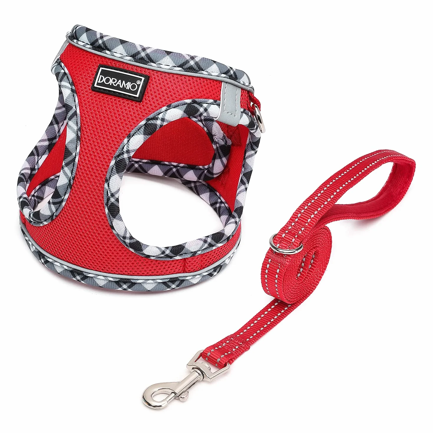 Pettorina Cane Taglia Piccola, Step-in Pettorina per Cani Gatti Cuccioli con Guinzaglio Comodo, Riflettente Traspirante Imbracatura Cane Morbida Imbottito per Passeggiate Corsa (S, Rosso)