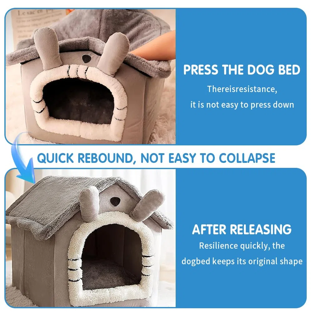 Voarge Letto per grotta di gatto, interno per casa, letto pieghevole, per cani, con cuscino rimovibile, impermeabile, caldo, resistente alle intemperie, per gatti, cani, M