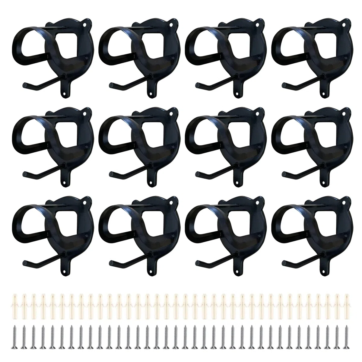 12 ganci per briglie per cavalli, staffa per briglie con tubi e vite, supporto per briglie in metallo per puntine, forniture per fienili per cavalli, nero