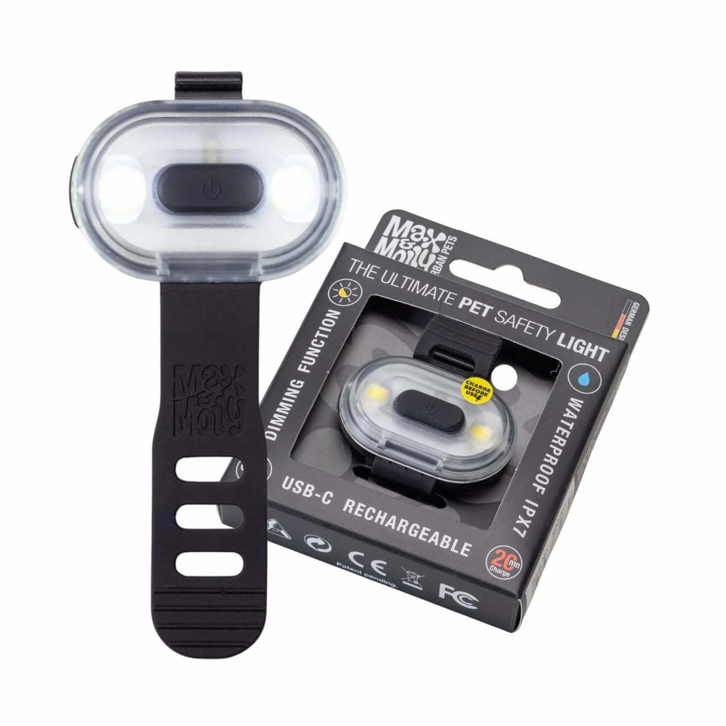 Max & Molly Matrix 2.0 Ultra LED, Luce per Cani per Guinzaglio e Collare, Nero, Impermeabile, Ricaricabile USB, Lampada LED per Cani, Luci per Cani per Maggiore Sicurezza Notturna