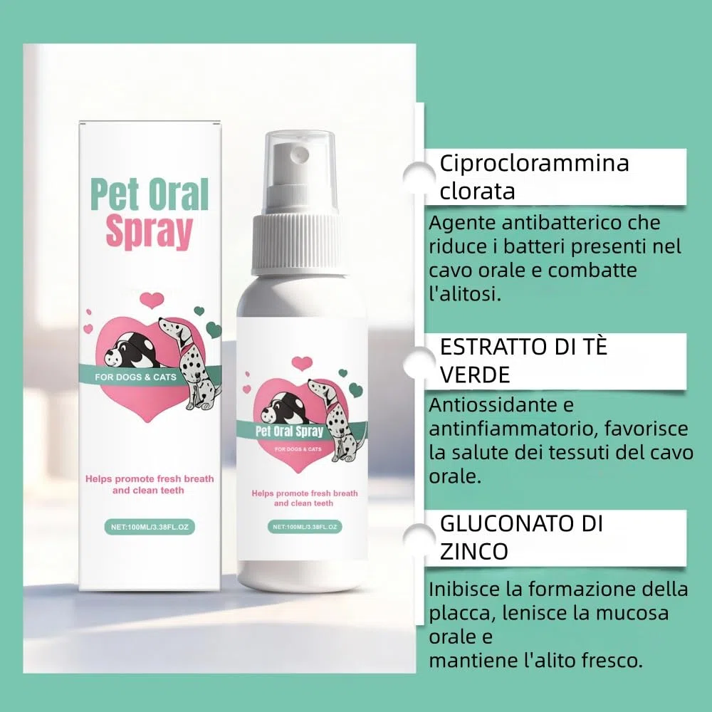 MEIION Codallma Spray per la Cura Dentale per Cani e Gatti - Pulizia Denti Gengive, Rimuove Placca, Rinfresca Alito