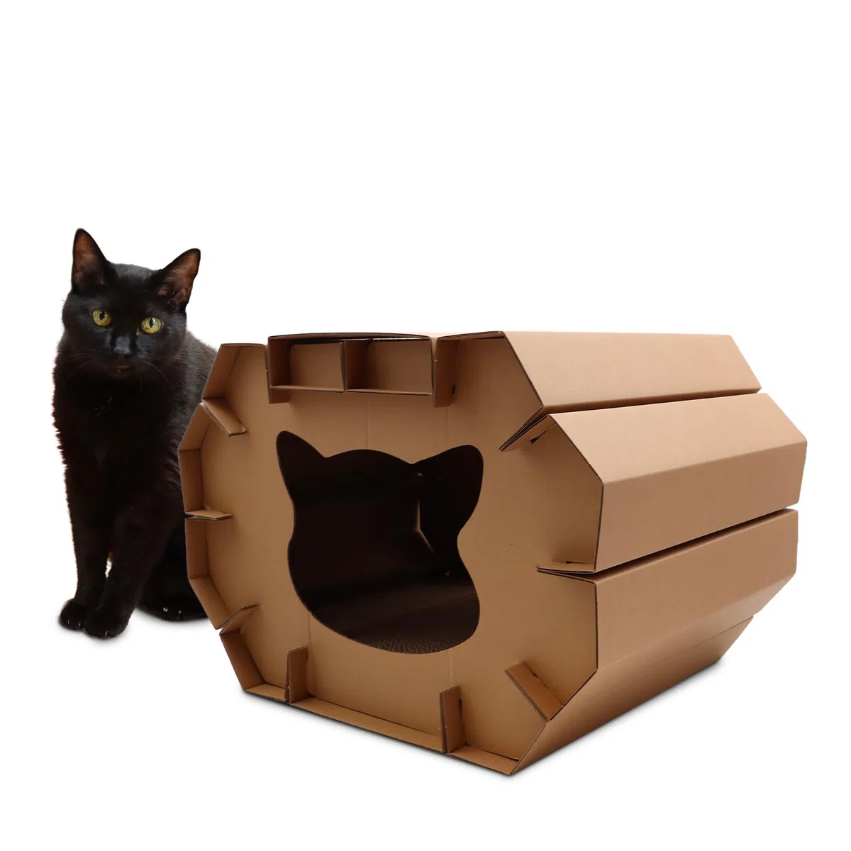 Croci -Tiragraffi per gatti in cartone, box chiuso con tiragraffi a 2 strati riversibili, tiragraffi per gatti adulti, a due piani, 50x38x35 cm