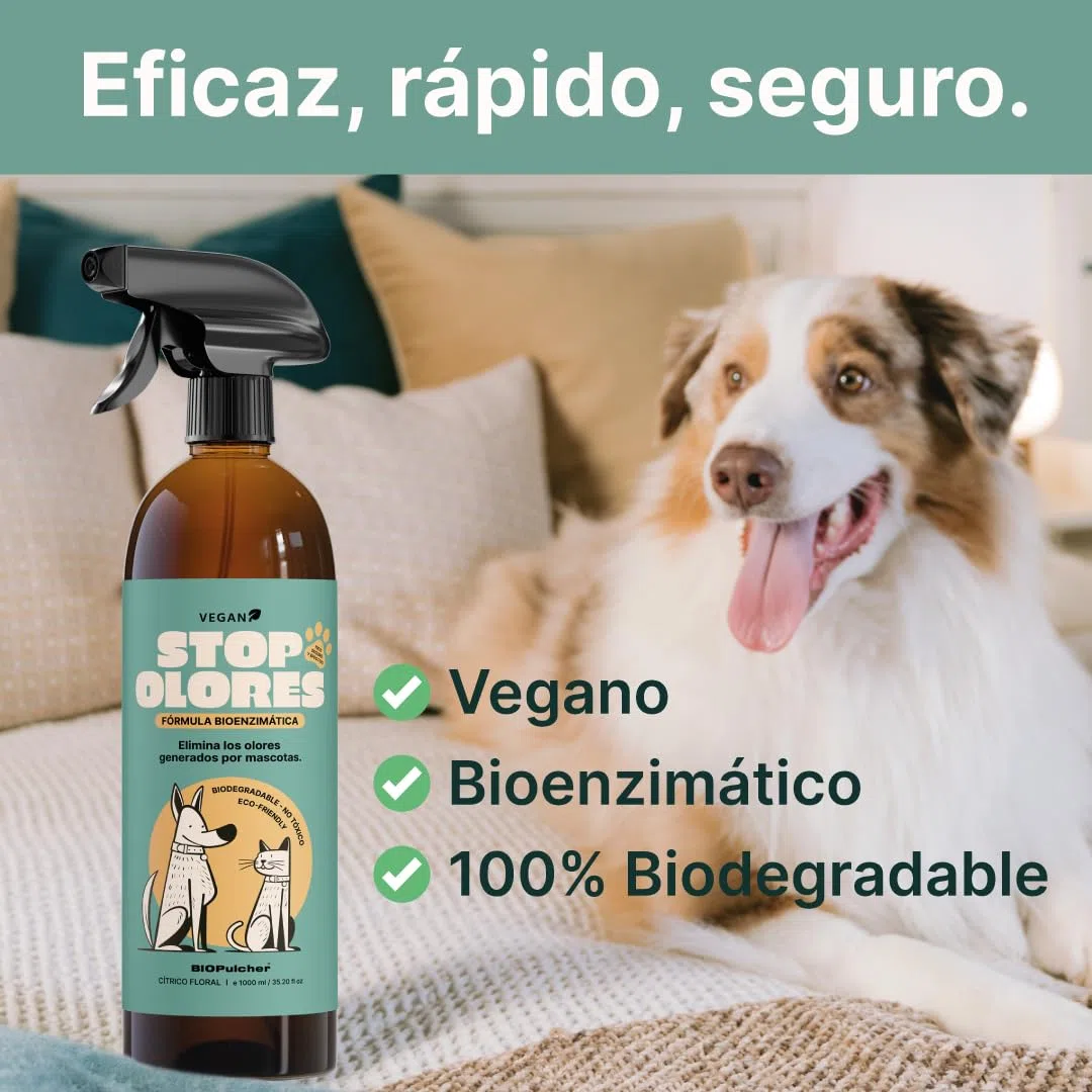 Stop Odori - Neutralizzatore di odori generati dagli animali domestici. Tessuti, letti, divano, auto. Bioenzmatico, vegano, biodegradabile