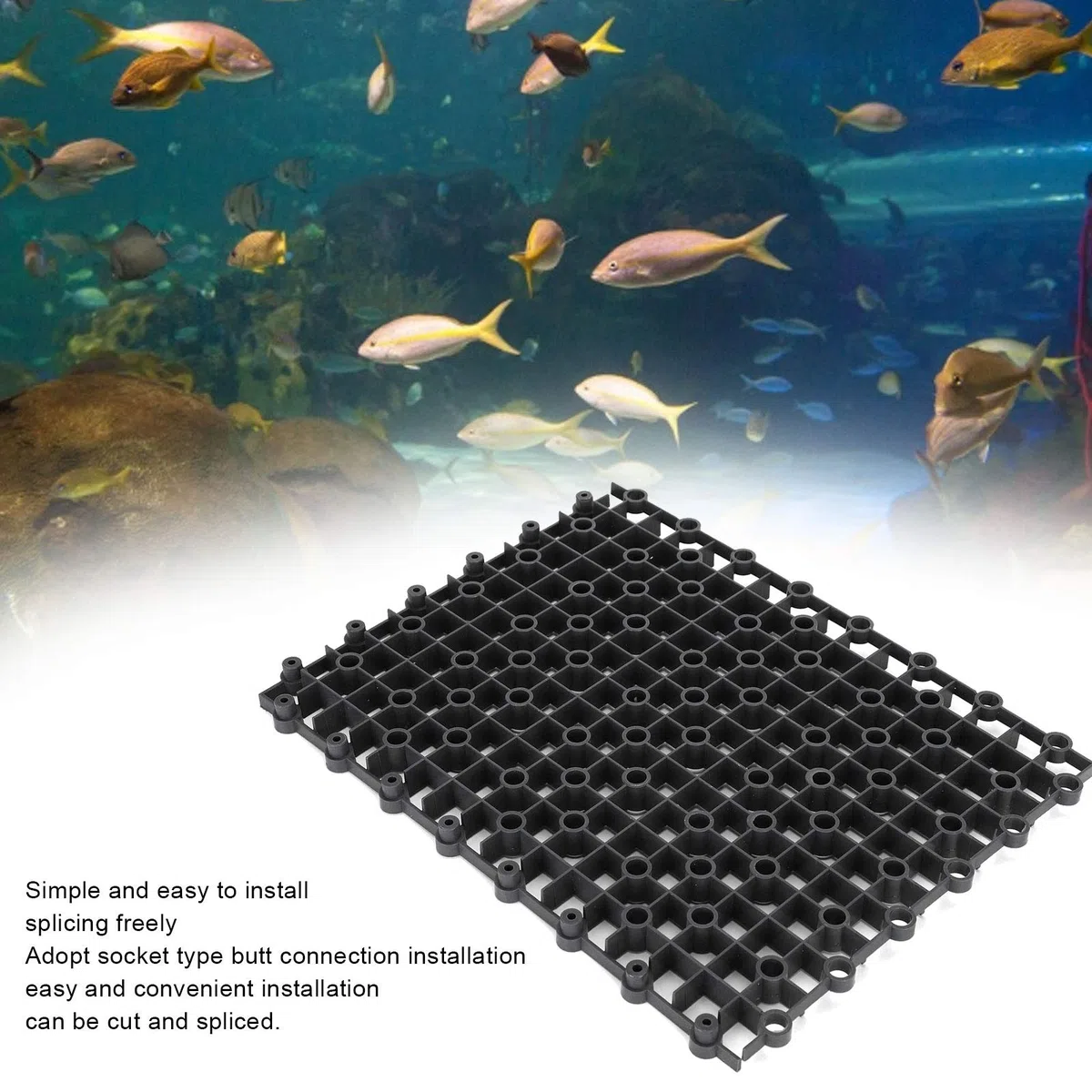 Pannello isolante per acquario, piastra filtrante multifunzione in PVC da 10 pezzi per acquari per pesci, gamberetti e tartarughe, resistente e durevole (Nera)