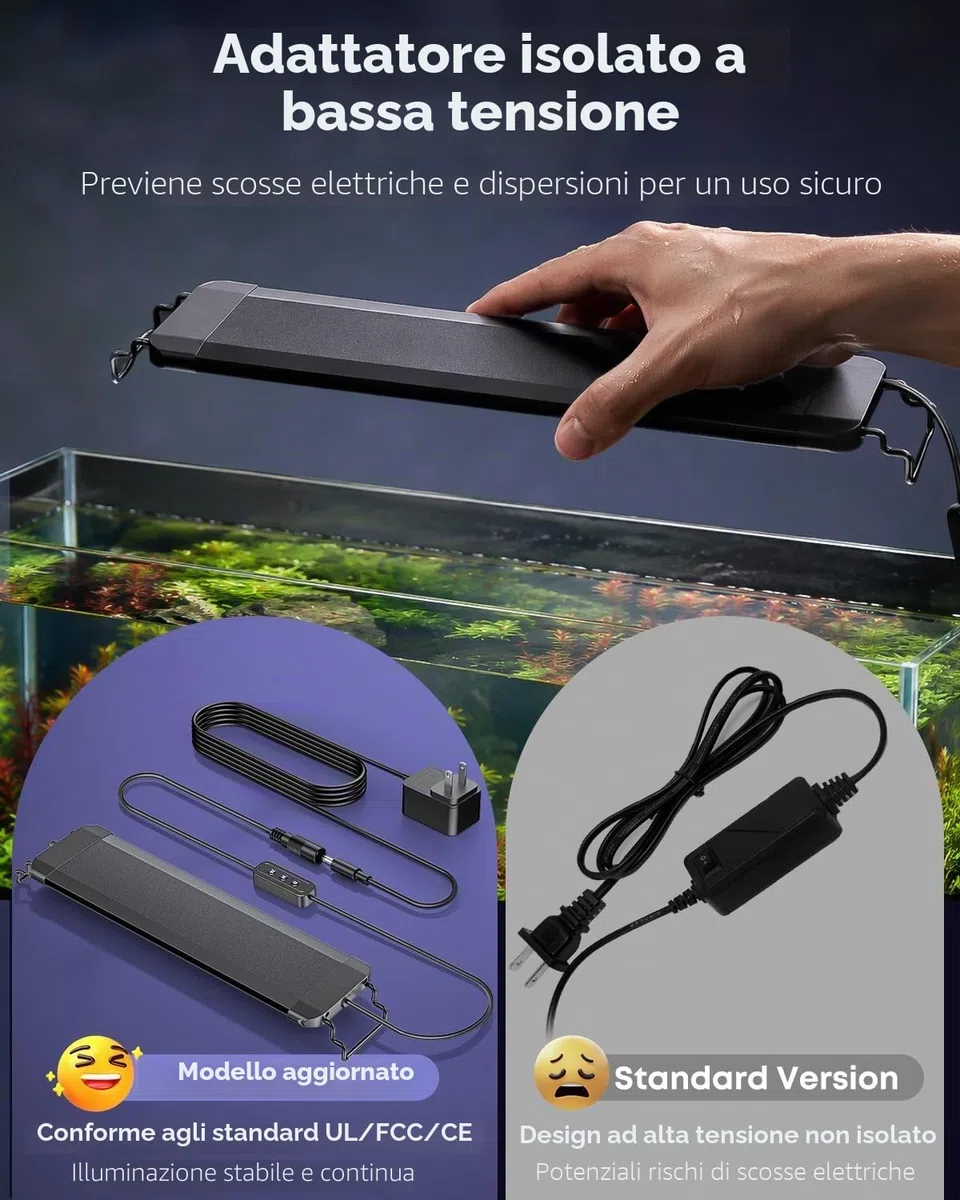 Pawfly Luce da acquario per vasche da 30 a 45 cm, 11 W lampada per acquario, spettro completo, lampada LED estensibile con timer, modalità giorno/notte e luminosità regolabile per acqua dolce