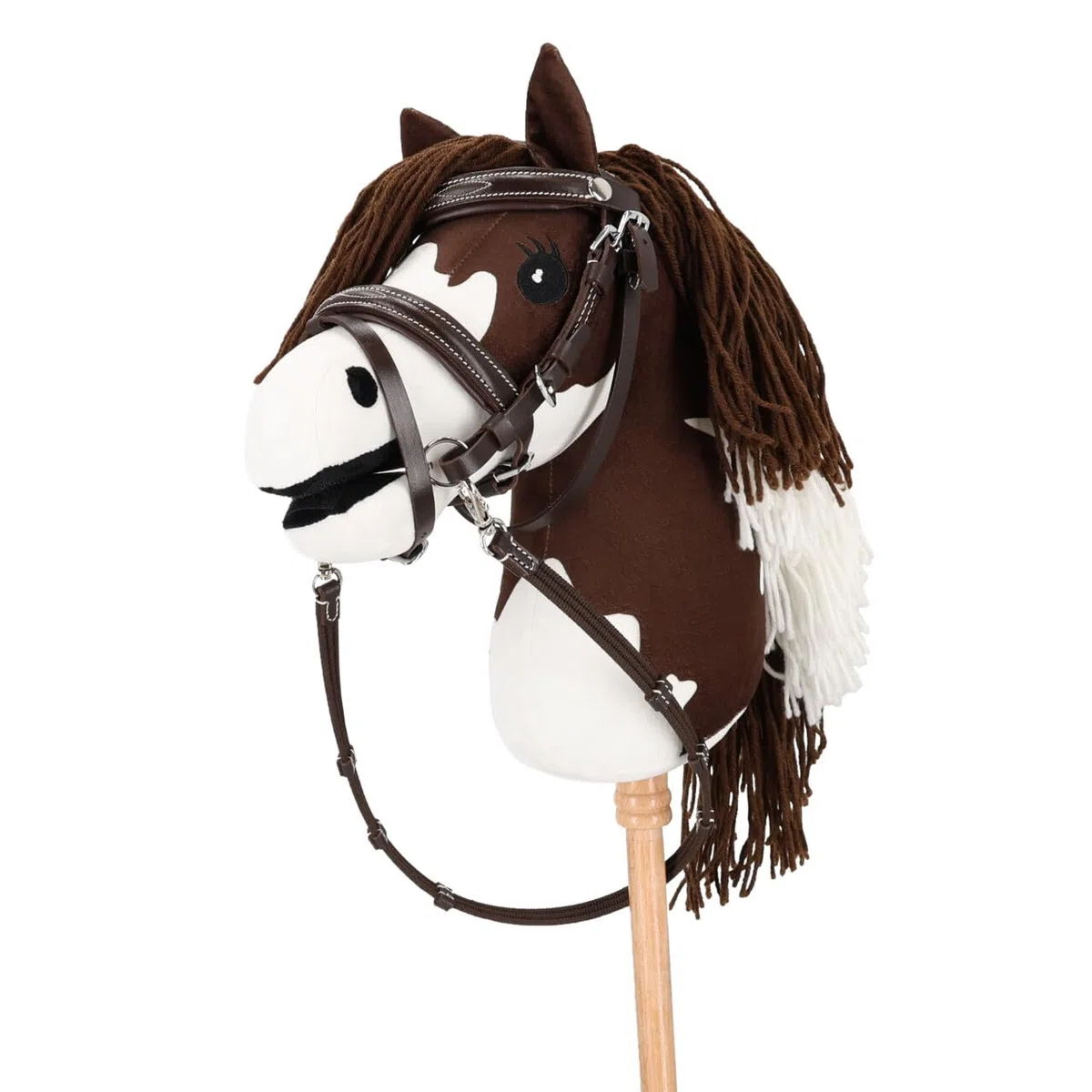 QHP Hobby Horse Trense con cuciture di lusso, adatto per cavalli HKM, marrone scuro