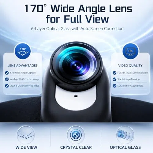 2024 Nuova Fotocamera per Collare per Gatti e Animali, Grandangolare 1080P 170°, Regolabile Ricaricabile USB HD, Autonomia: 2-3 ore