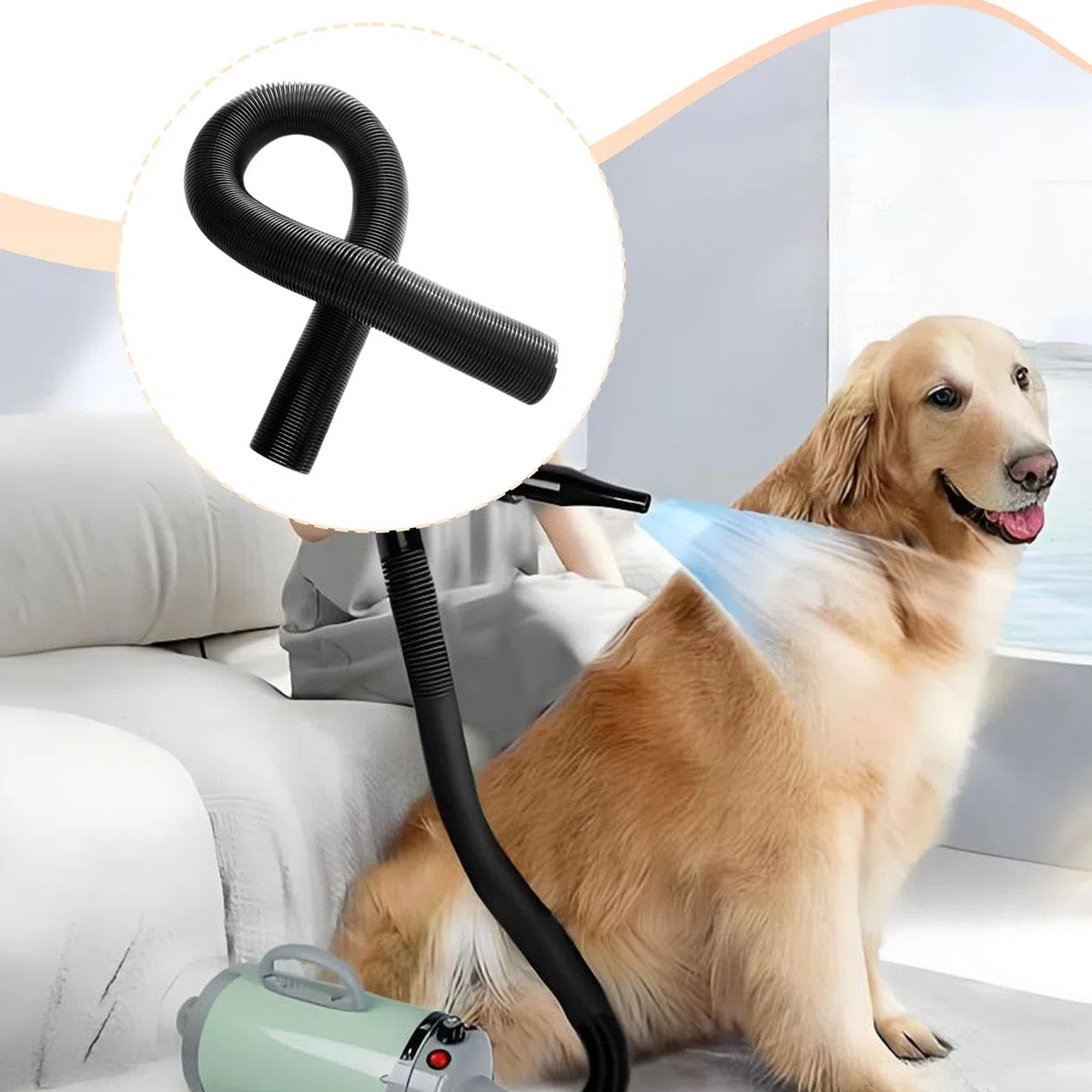 Pet Dryer Hose Tubo Portatile per Asciugatura Animali Domestici Accessorio Professionale Ricambio in PVC Resistente alle Deformazioni Adatto per Salon, 38mm