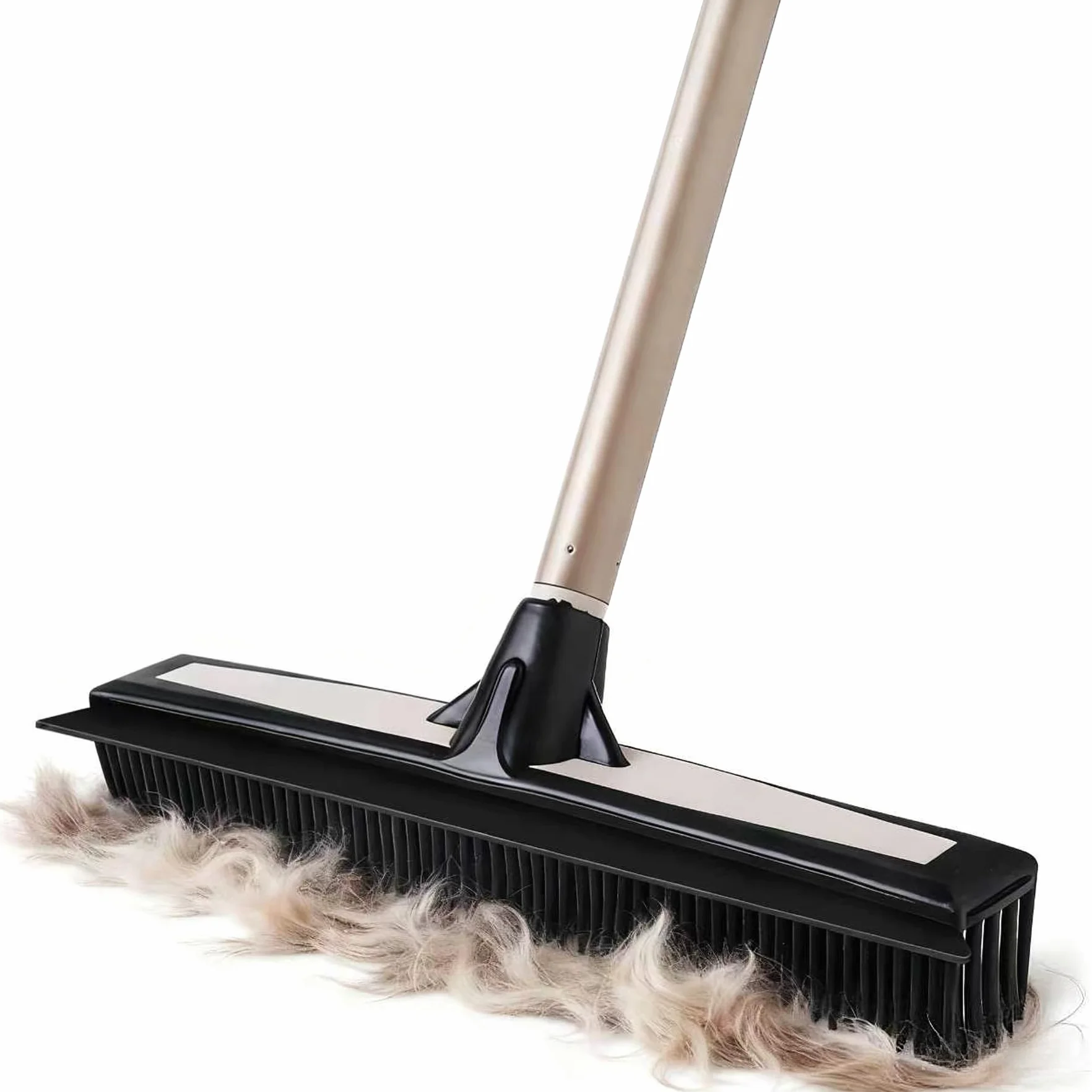 Eyliden Rastrello in gomma per peli di animali domestici, scopa 2 in 1 con tergivetro, manico telescopico da 137,2 cm, spazzola per rimuovere l'acqua dalla pelliccia per tappeti, tappeti, legno duro