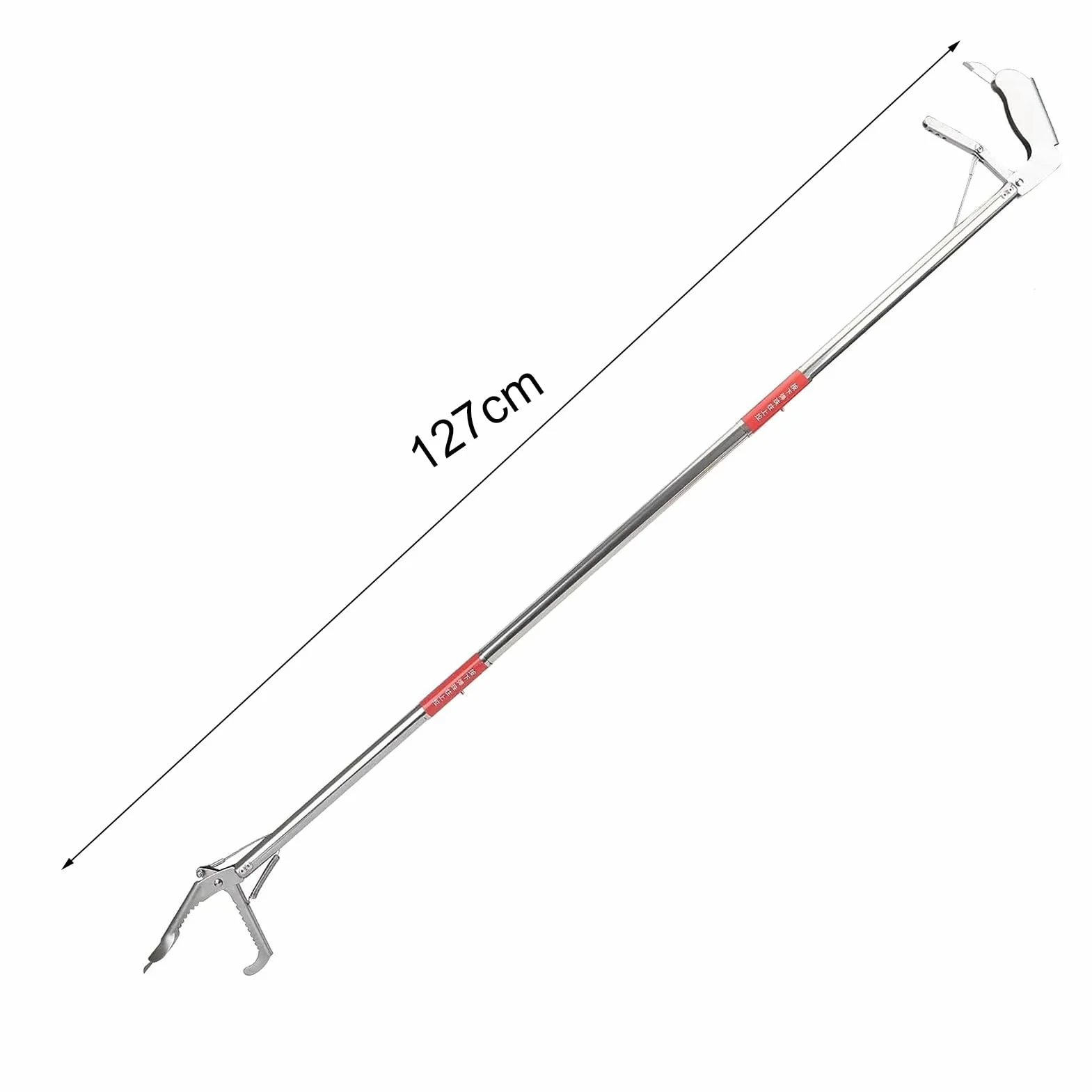 Pinza per serpenti in acciaio inox, doppia faccia seghettata, pieghevole, a ganascia larga, con manico antiscivolo, per serpenti, topi, serpenti a sonagli, argento