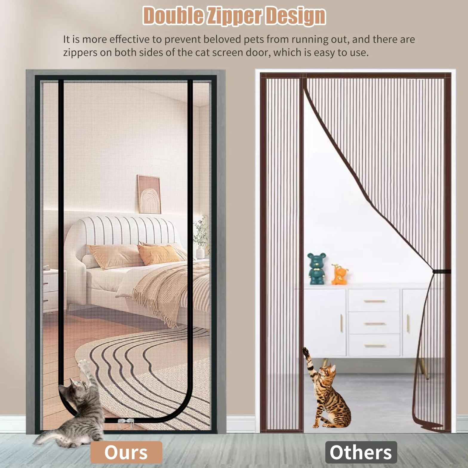 Kyaoayo Griglia per porta del balcone, Cat Screen rete per gatti, per balcone, schermo di animali domestici, griglia per porta, per evitare che i gatti si corrano, per soggiorno, camera da letto,
