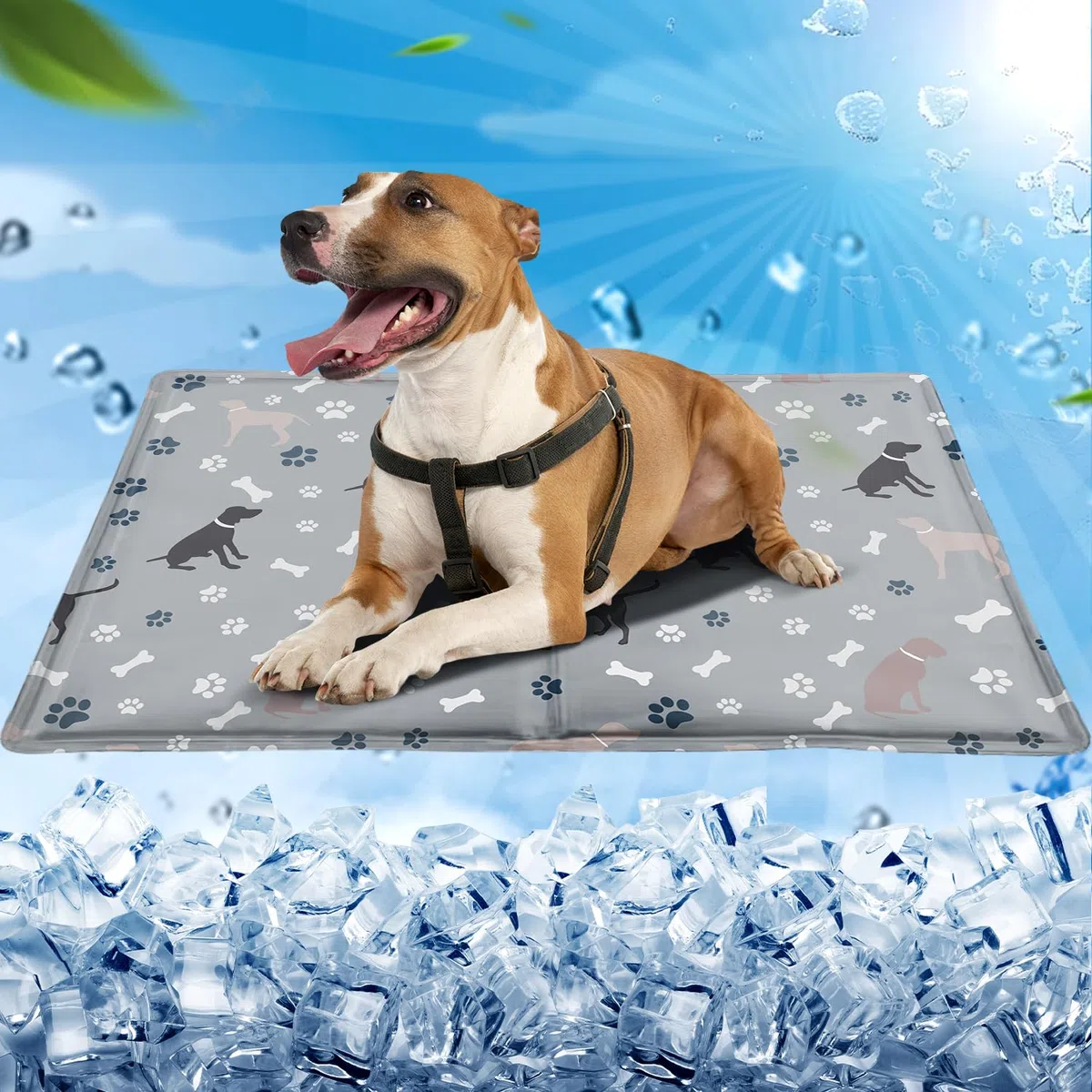Tappetino Refrigerante Cane,60X50cmTappeto Refrigerante per Cani,Tappetino Refrigerante Gatto con Gel Non Tossico,Tappeto Refrigerante per Gatti Mantieni il Tuo Animale Fresco Dentro/Fuori-Grigio