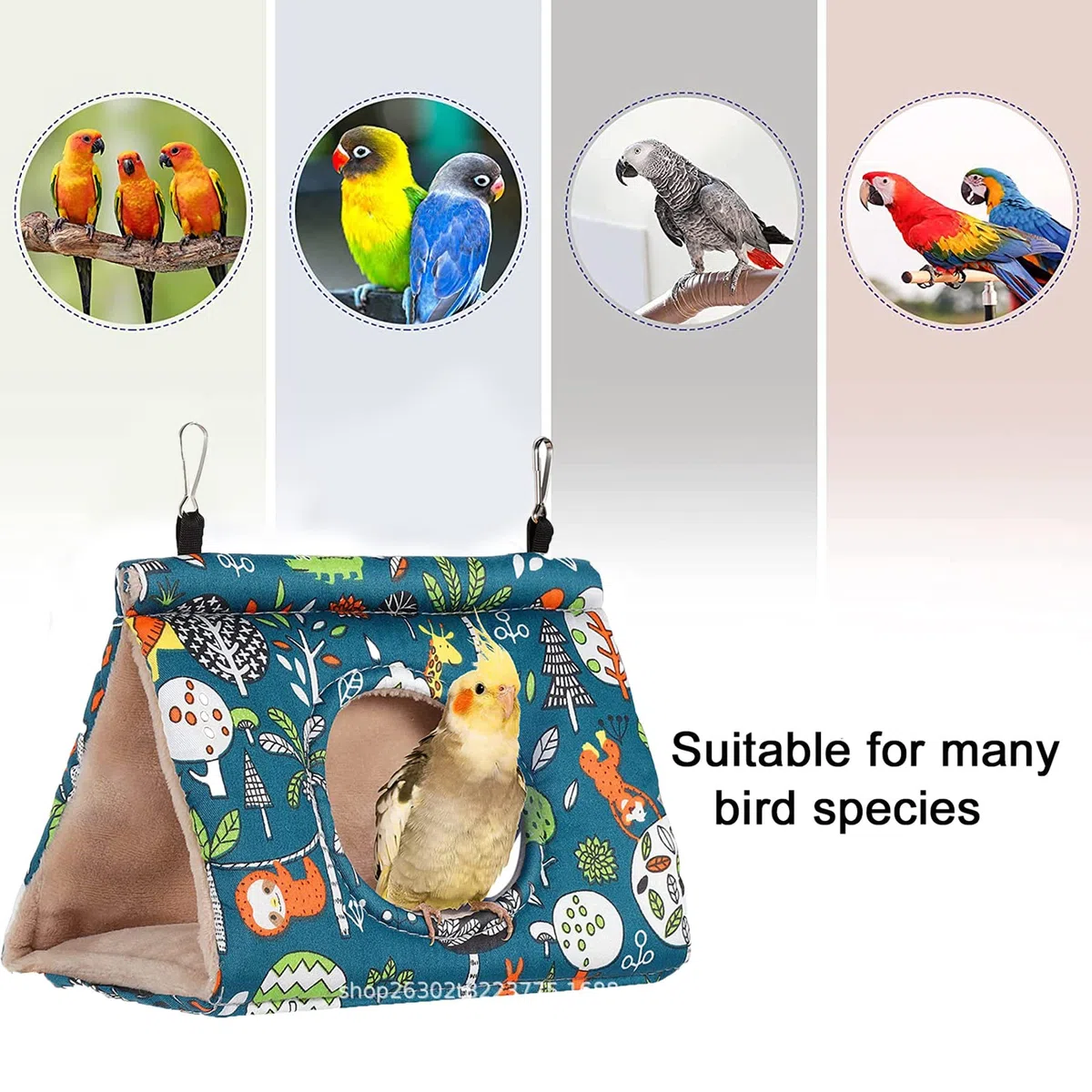 Bird Pappagallo Nido, Amaca per Uccelli Nido per Pappagalli, Nido per Pappagalli Invernale Calda, Pappagallo D'Inverno Caldo Amaca per Pappagalli, Parrocchetti Ondulati Lovebird(M, Blu)