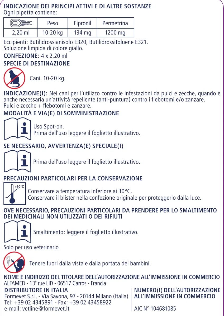 Fipratix Fipratix 134 Mg/1200 Mg Soluzione Spot-on per Cani di Taglia Media