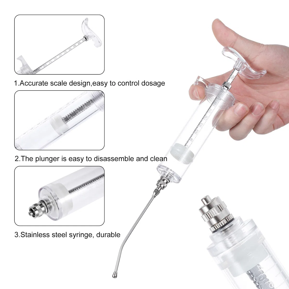 Set di siringhe per alimentazione manuale per bambini, da 20 ml, con 6 tubi curvi e cucchiaio in metallo in acciaio inox, per uccelli, pappagalli, piccoli animali domestici