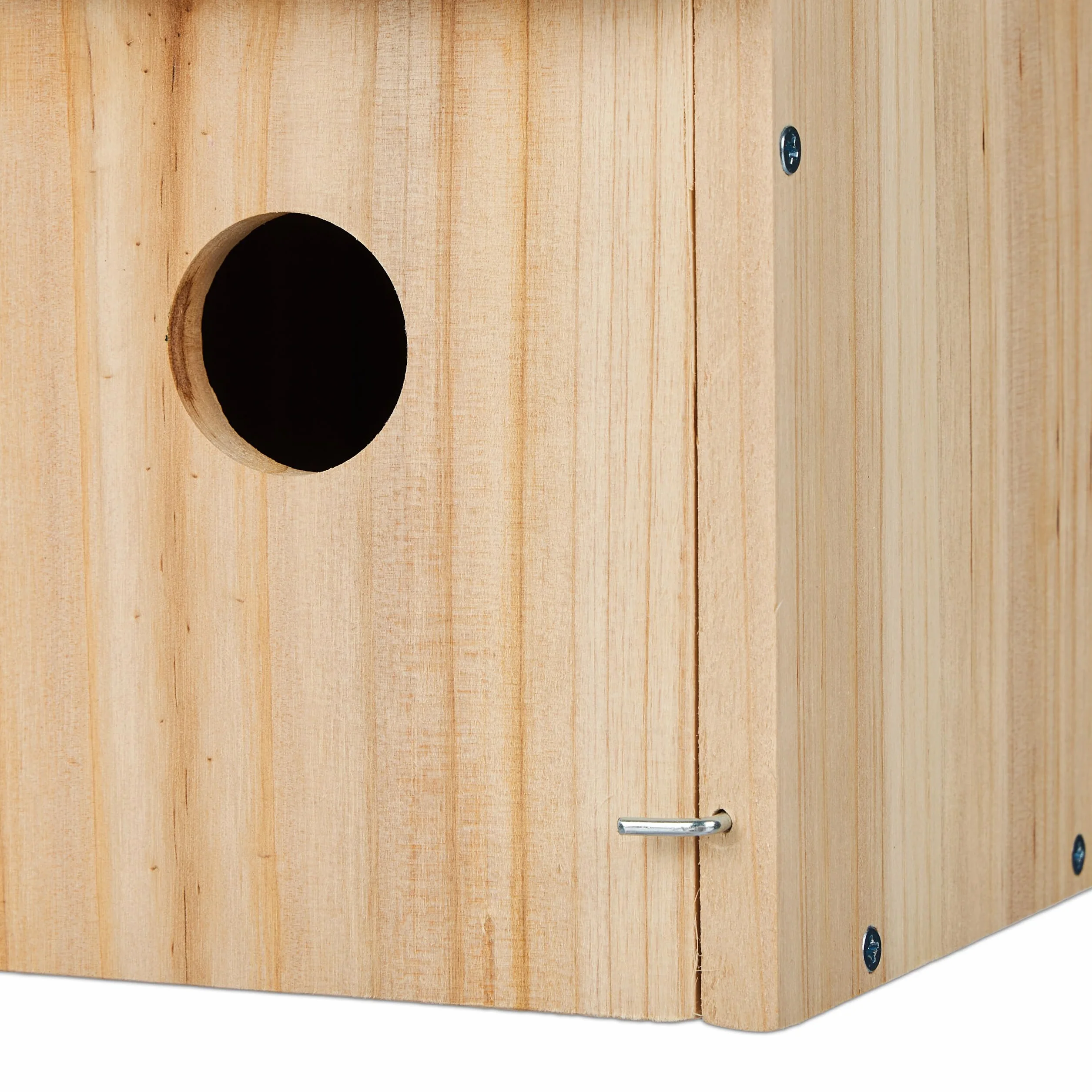 Relaxdays Casa per Uccellini, Set 2 Casette Nido Appesa in Kit DIY, Sportello, Foro 35 mm, 23x14x18 cm, Legno, Naturale