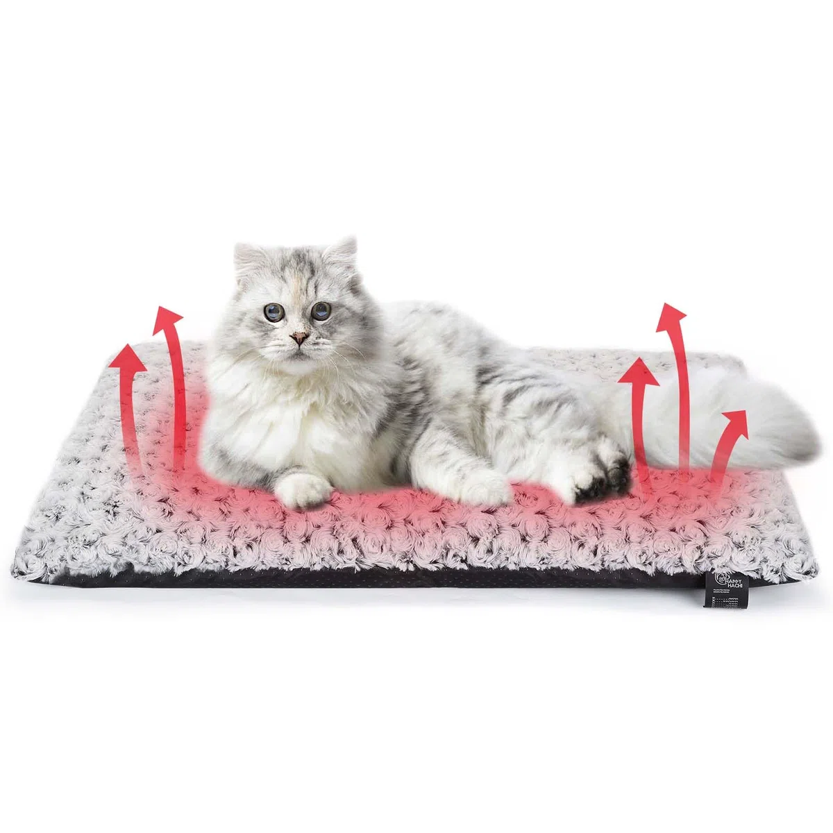 HAPPY HACHI Cuccia per gatti autoriscaldante, 60 x 45 cm, coperta riscaldata senza elettricità, morbida e calda per animali domestici, lavabile, autoriscaldante, tappetino per cani per interni, gatti,