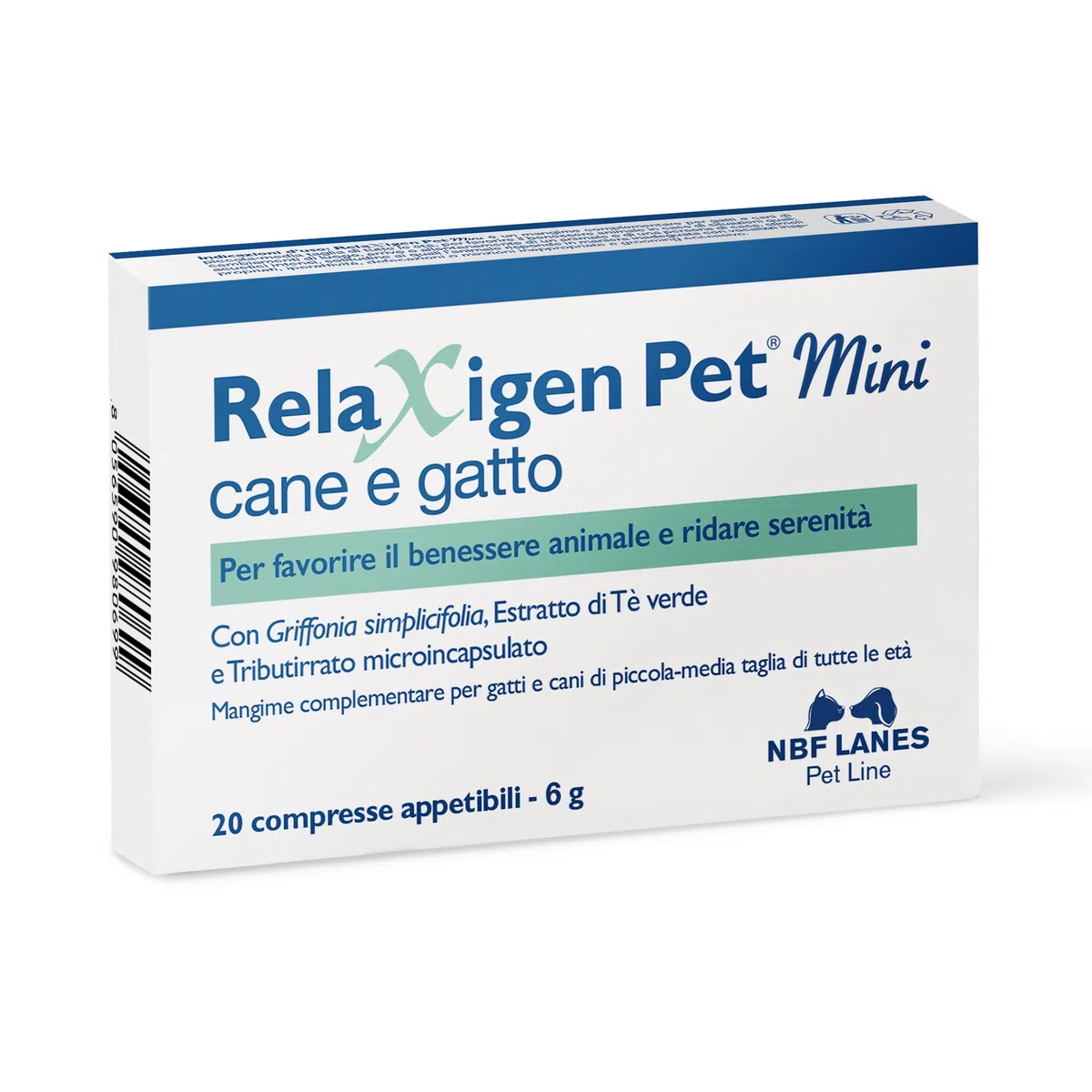 NBF Lanes | Relaxigen Pet Mini Cane e Gatto, 20 Compresse Appetibili, per Favorire Il Benessere Animale e ridare serenità, per Cani di Taglia Medio-Piccola e Gatti