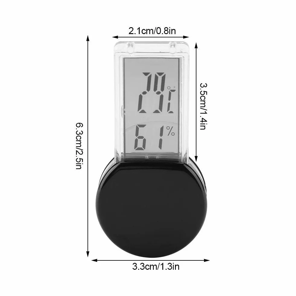 Rettile Igrometro elettronico Termometro Impermeabile in Tempo Reale Lizard Crawler Box Rainforest Serbatoi umidità Monitor Temperatura con sensore Incorporato(Nero)