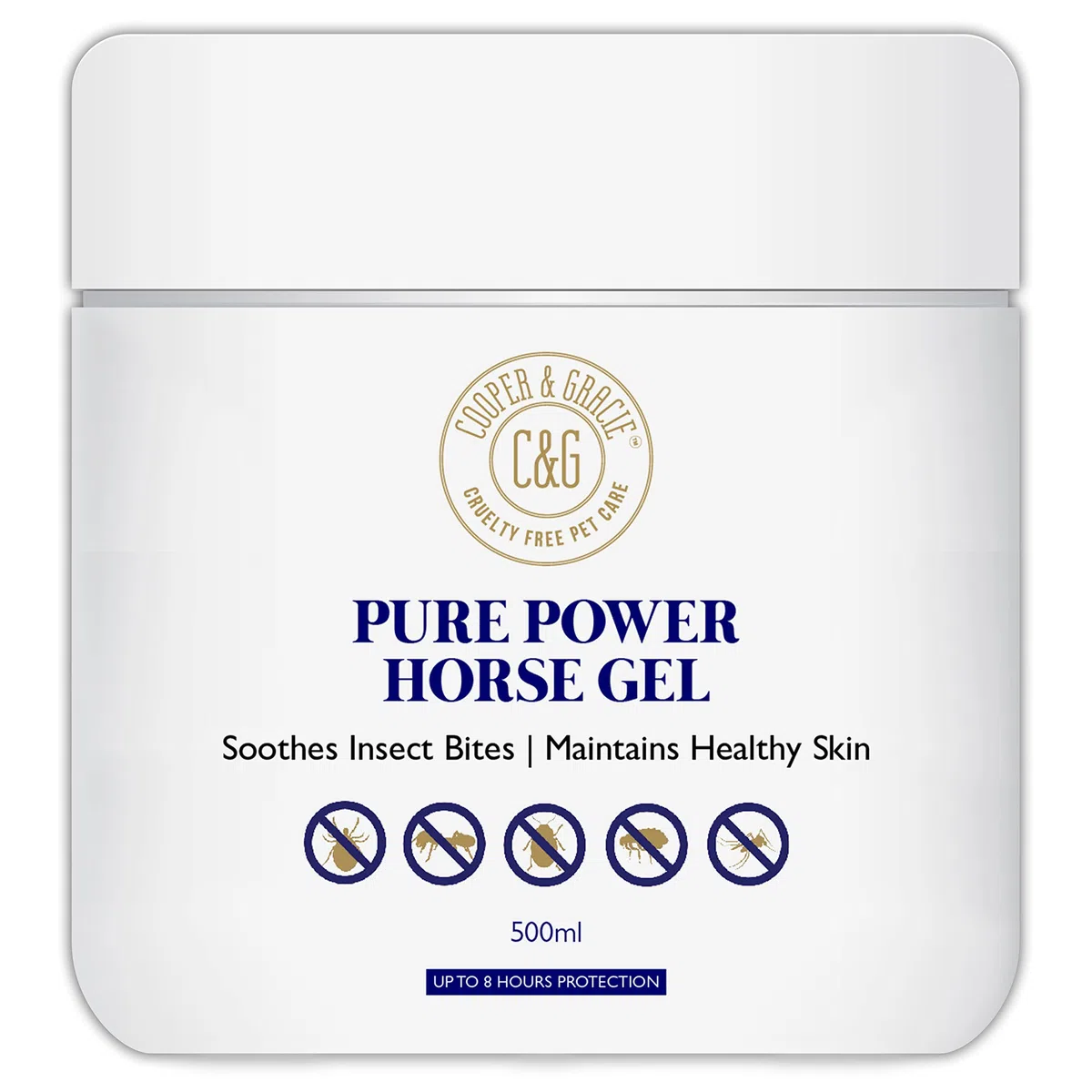 C&G Pets | Pure Power Horse Fly Gel | Respinge Gli Insetti mordenti | Lenisce e idrata la Pelle Che Prude | Formula alla Citronella Resistente al Sudore di 8 Ore | 100% Organico e Naturale 500ml