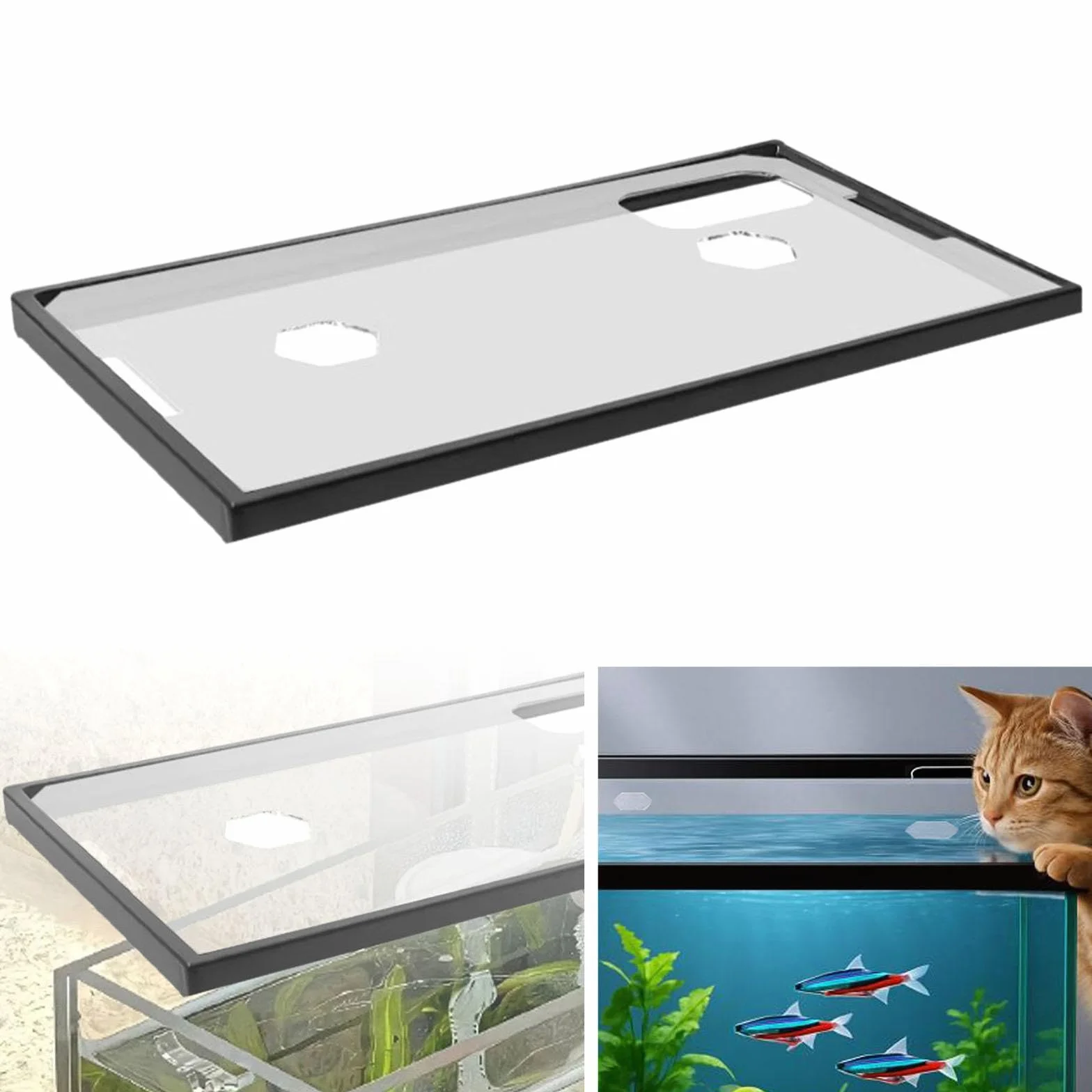 Baoblaze Coperchio per Serbatoio Coperchio per Serbatoio con Telaio Anti-Salto Installazione Semplice Robusto Coperchio Superiore per Acquario in Acrilico con, per 43, 43 Cm X 25.5 Cm X