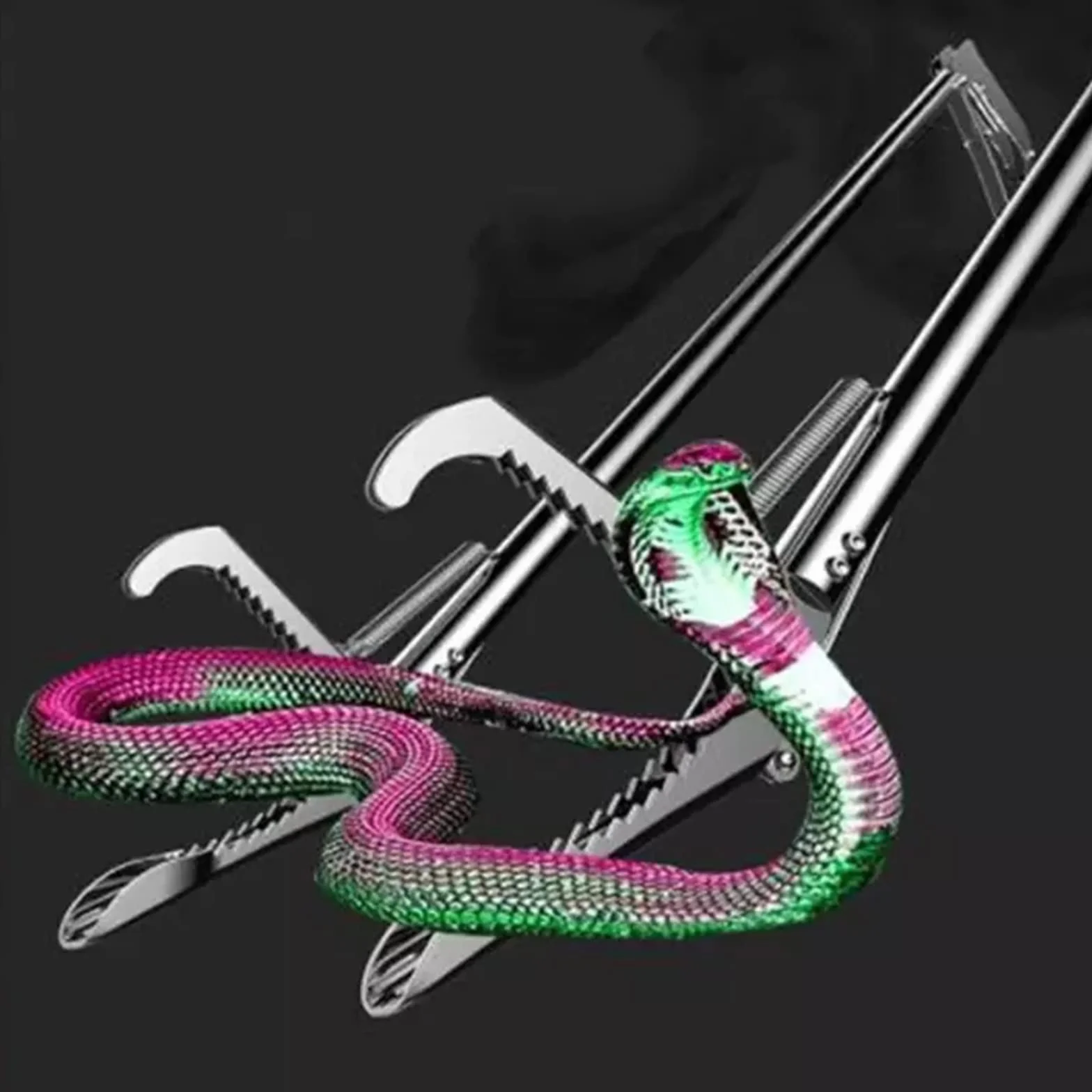 DERCLIVE Pinze per serpenti, 1,5 metri, per rettili, in acciaio inox, seghettato, con ganascia larga, design pieghevole