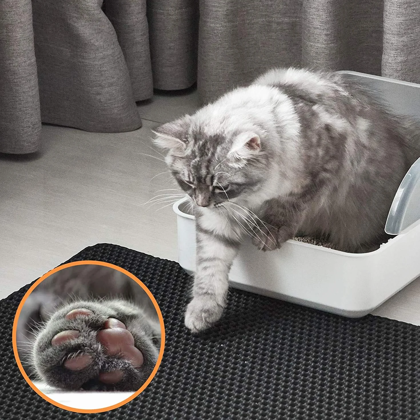 Ycozy Tappetino Lettiera Gatto 60 X 40cm Tappeto Lettiera EVA Doppio Strato a Nido d'Ape Tappetino da Toilette per Gatti Impermeabile Facile da Pulire