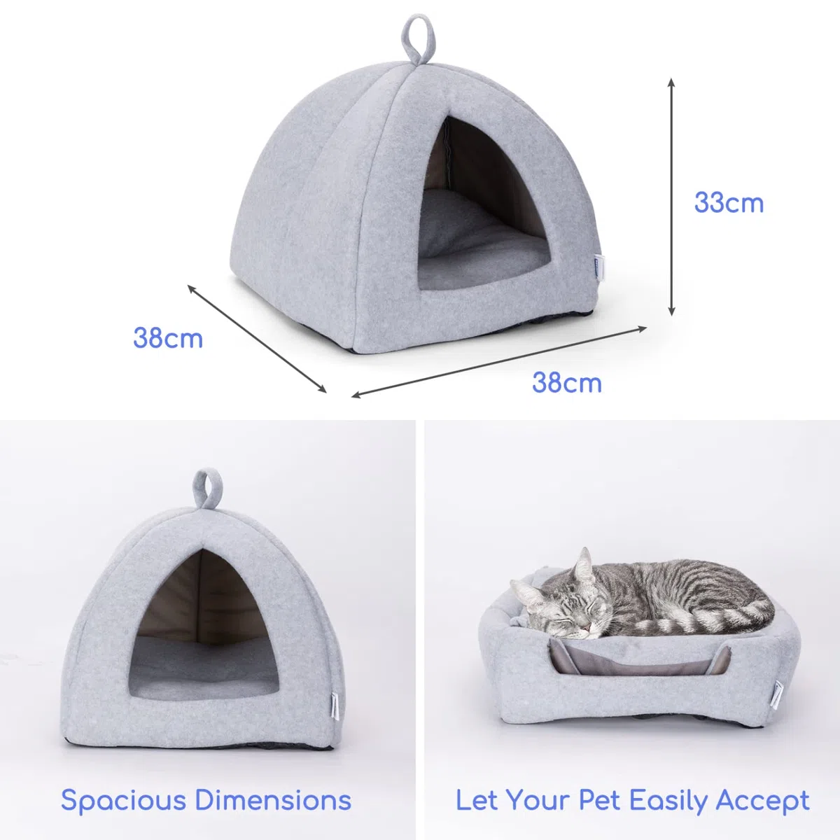 Nobleza Cuccia Gatto, Casetta Pieghevole per Gatto Cani, 2 in 1 Multiuso Lavabile in Lavatrice Cuccia Gatto Chiusa Interno 38 x 38 x 33cm