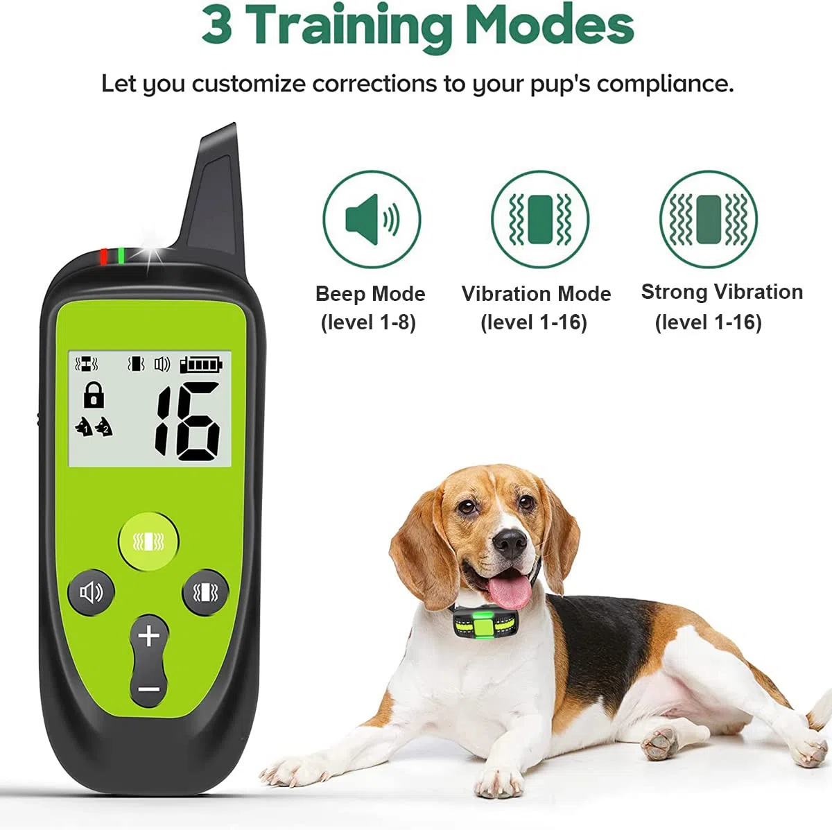 Collare Addestramento per Cane, Collare Antiabbaio per Cani con Vibrazione Suono, IP67 Impermeabile Ricaricabile per Cani di Piccola Taglia Media e Grande con Controllo a Distanza 1640 FT