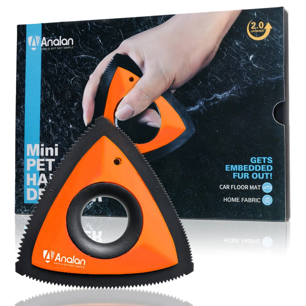 ANALAN Spazzola peli Gatto la rimozione dei peli degli Animali Domestici, Mini depilatore per Cani e Gatti, Spazzola per Auto, tappeti, Peluche, divani e mobili (Sole Arancione)