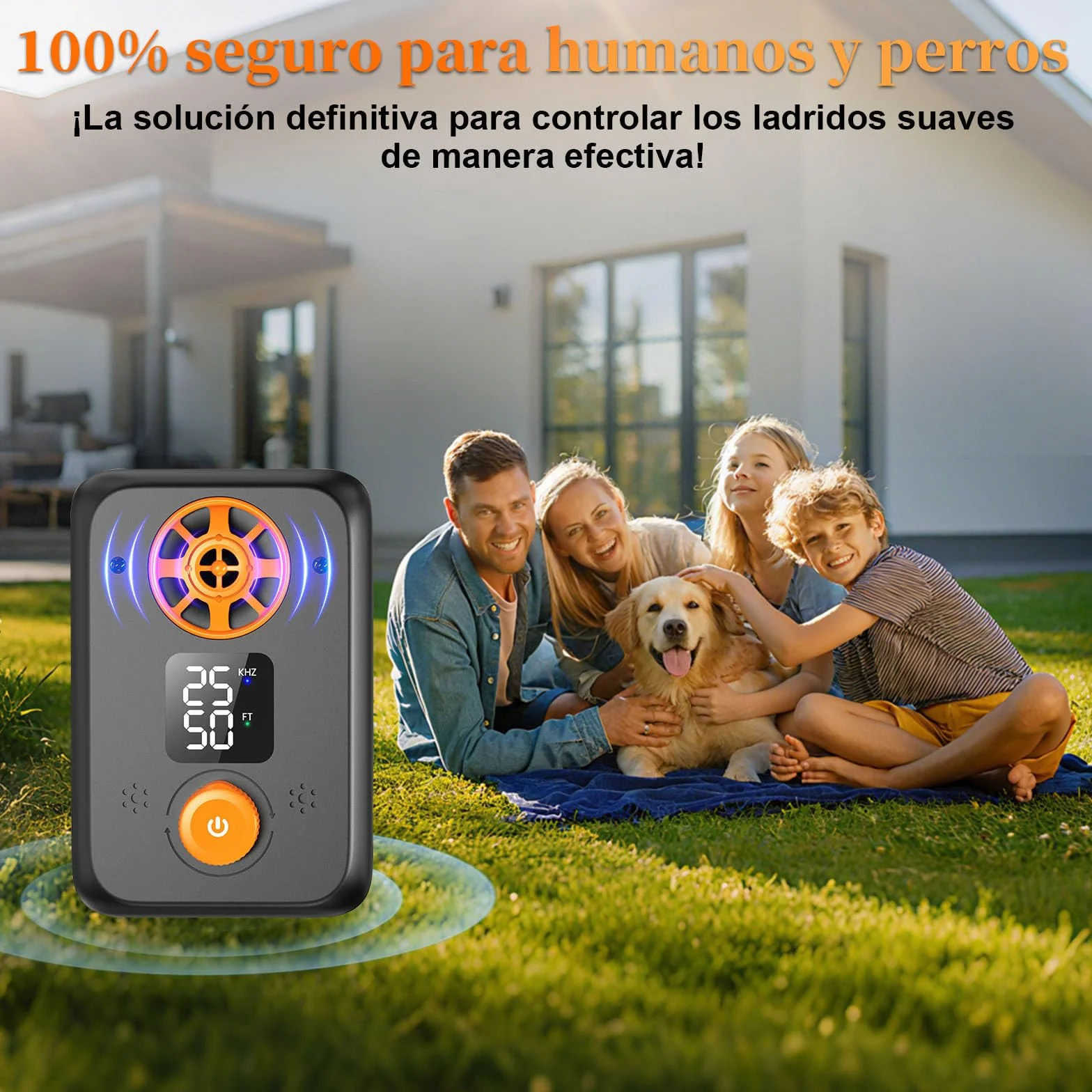Dispositivo Antiabbaio per Cani Ultrasuoni - Ultrasuoni per Cani Ferma Abbaio Automatico con 5 modalità Frequenza, 3 Portate, Interno/Esterno Efficace