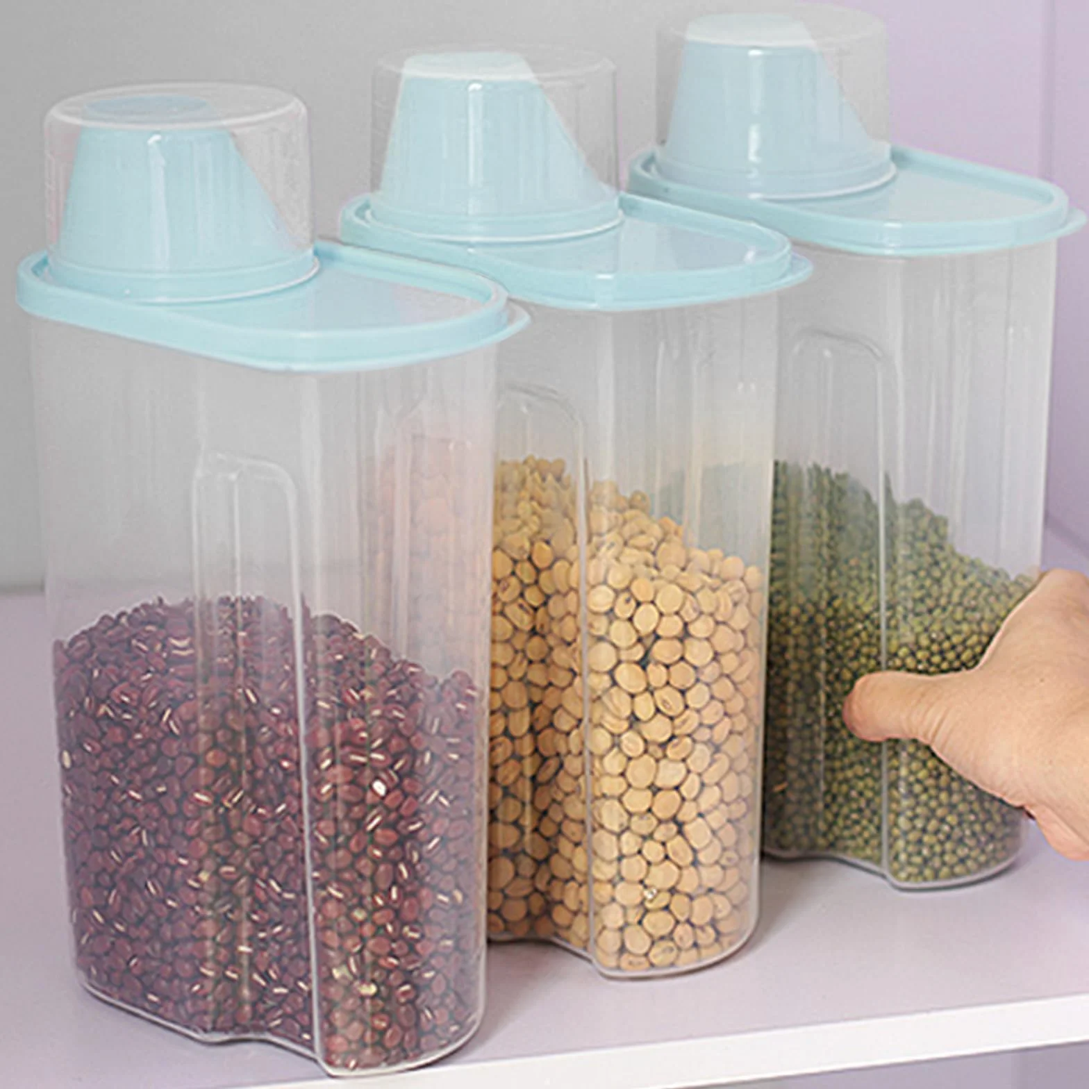 Dokeno 2Pcs Contenitore Crocchette Cane, Porta Crocchette Gatto, Contenitore Ermetico per Alimenti con Misurino, Contenitori per Mangimi, Contenitori Alimentari per Cani Gatti Cibo (26*15*8cm, 2,5L)