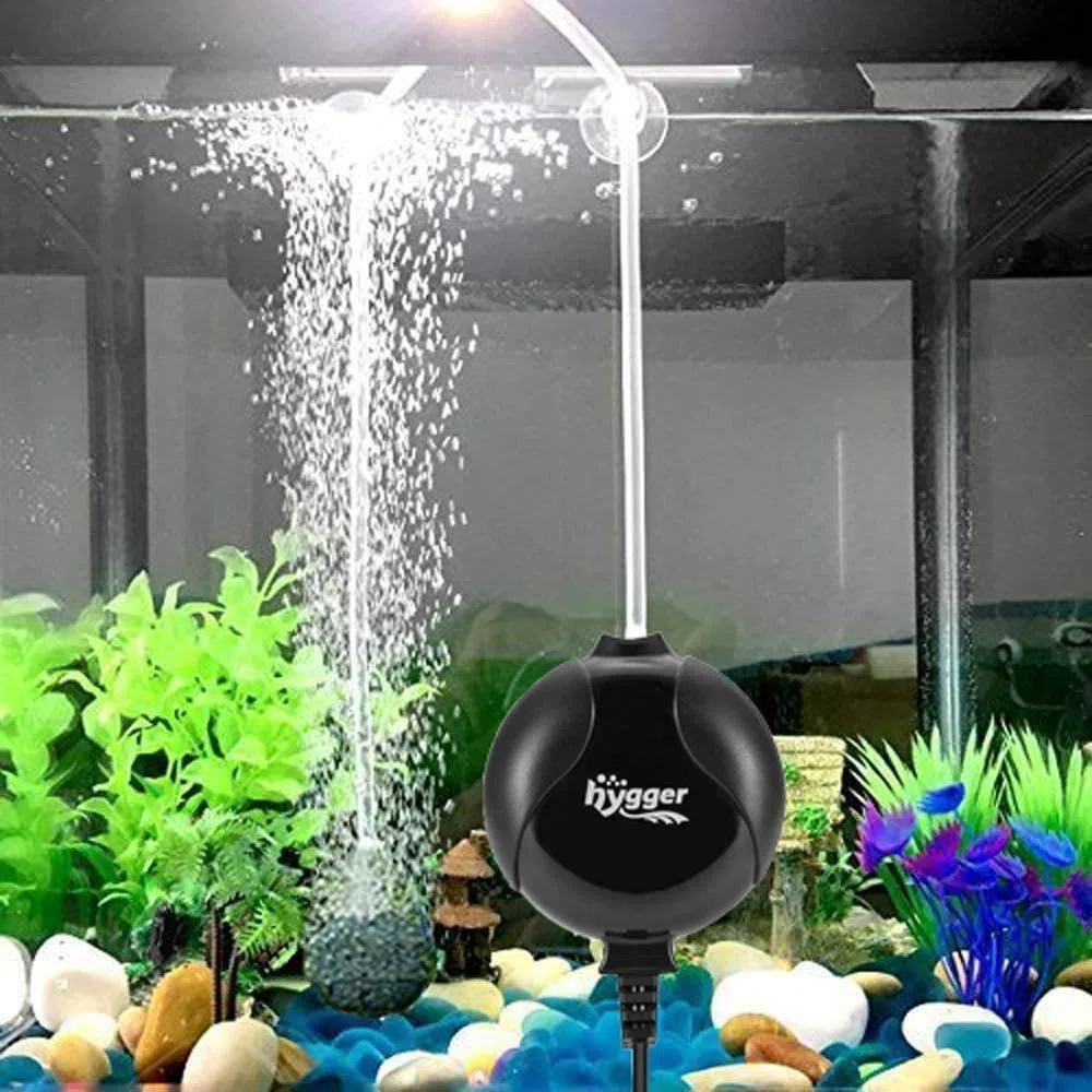 Hygger 1.5W Mini Pompa Aria per 1L-50L Acquario, Silenziosa Pompa Ossigeno Acquario with Accessori (Nero)