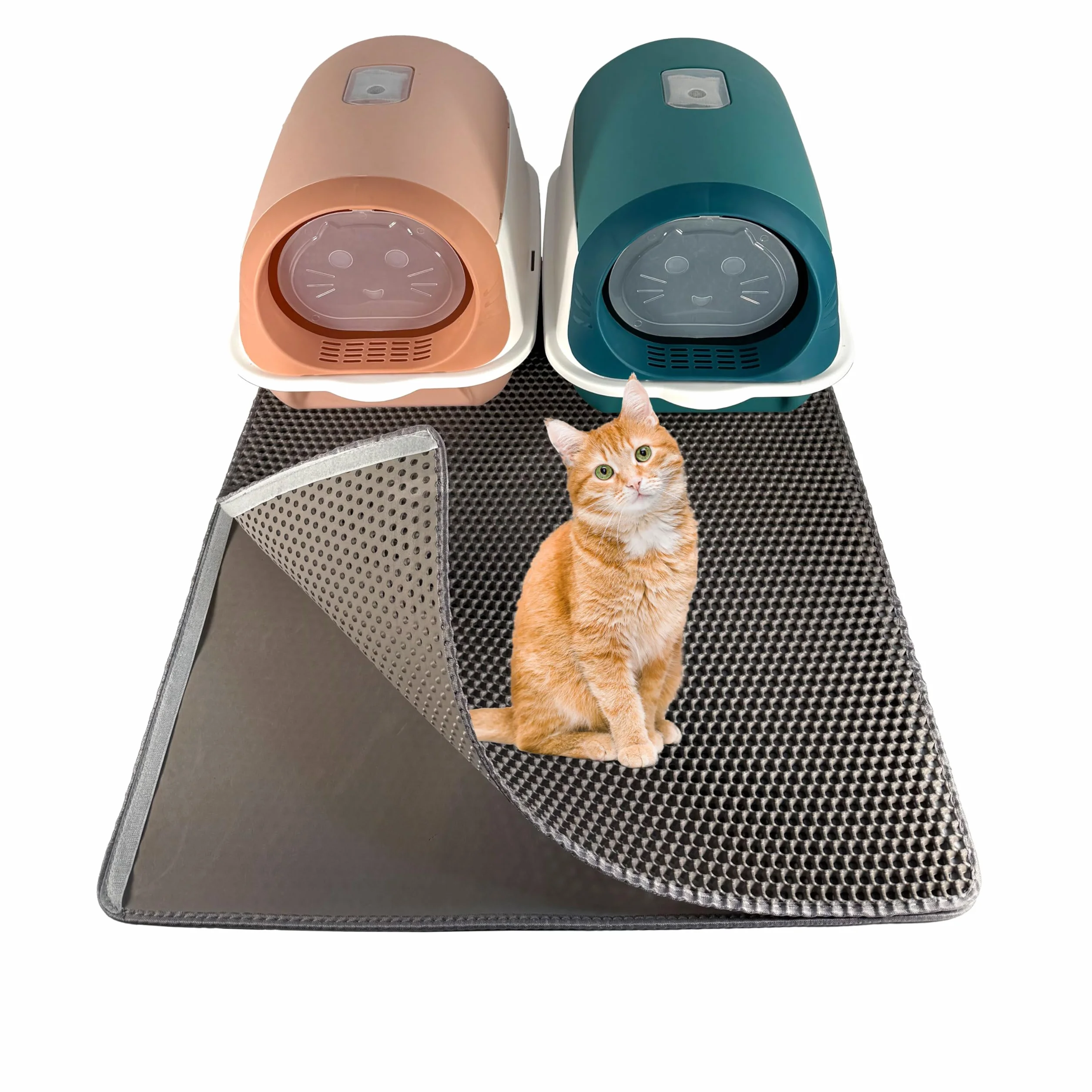 Tappetino Grigio 90x76 cm per lettiera gatto – trattiene la sabbia – impermeabile e antiscivolo – morbido e facile da pulire – ideale davanti alla lettiera – misura grande