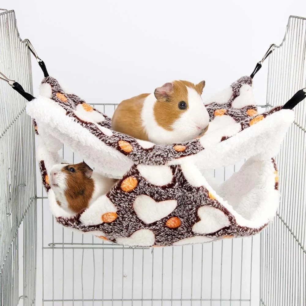 MiOYOOW Amaca per piccoli animali, Amaca calda per Furetto Amaca morbida a doppio strato per criceti, topi, scoiattolo, cincillà, maiale d'India, giocando a dormire 34 x 34 cm (lunghezza x larghezza)
