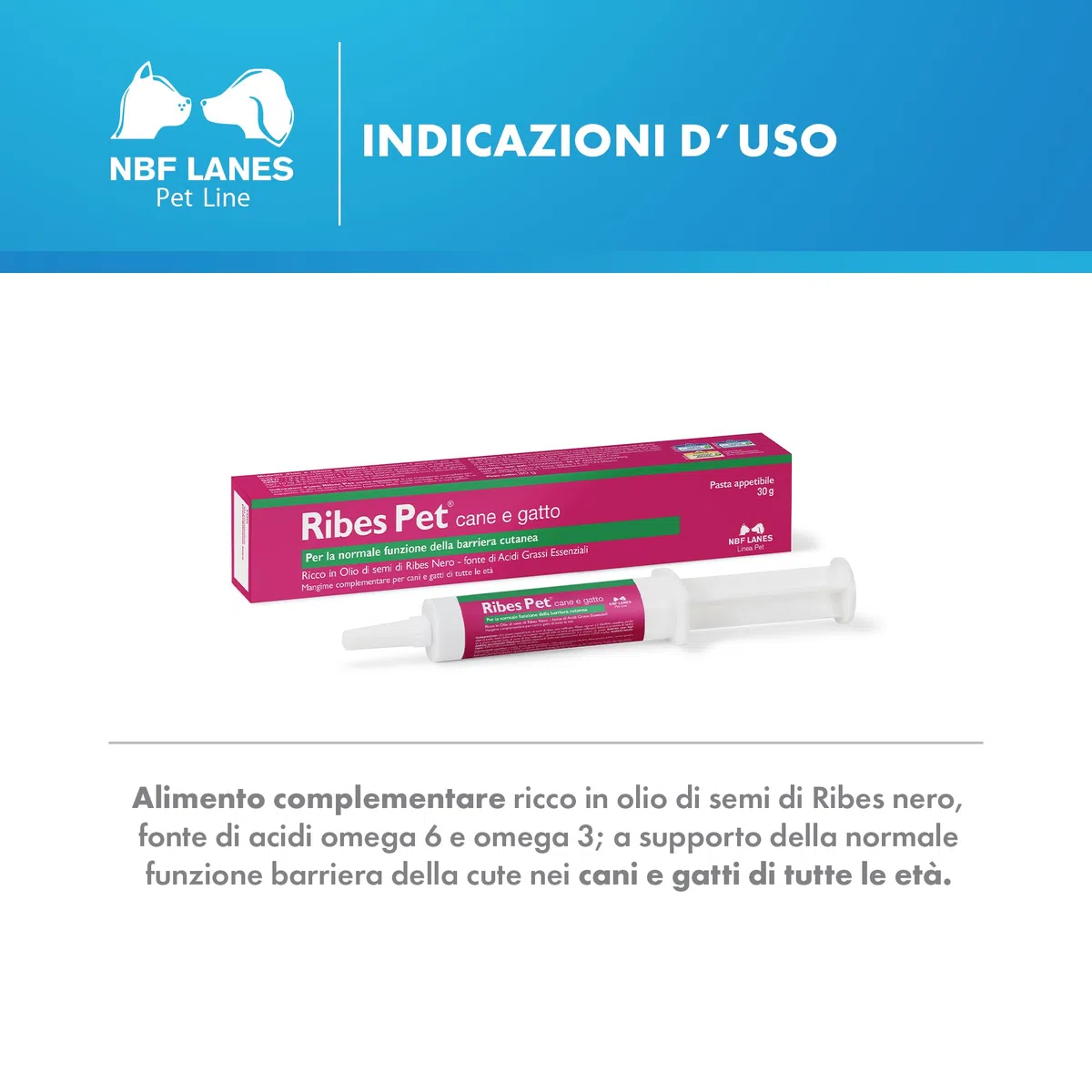 NBF Lanes | Ribes Pet Cane e Gatto, Pasta Appetibile 30 g, per la Normale Funzione della Barriera Cutanea