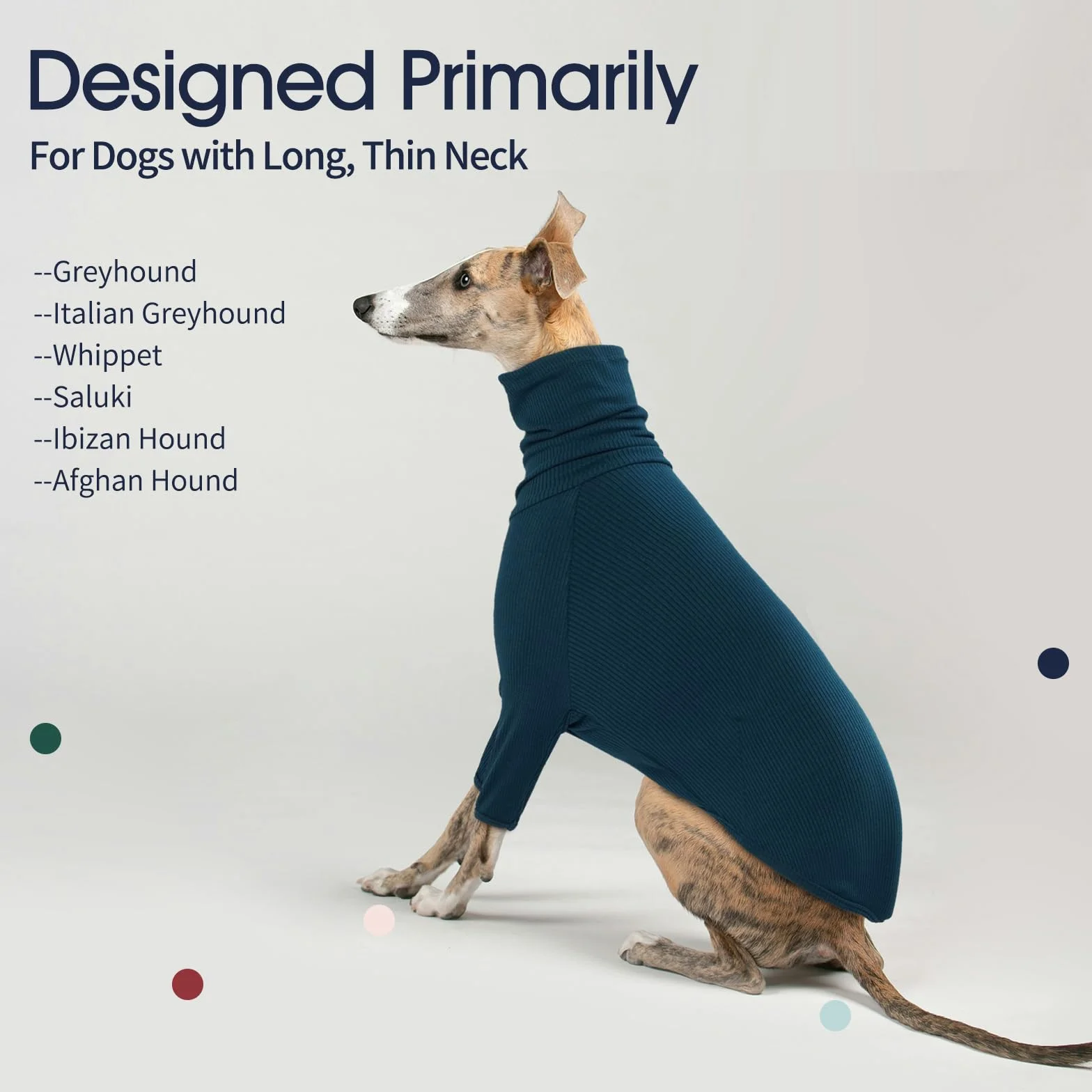IECOii Maglione Whippet, maglione a collo alto levrieri per cani di piccola taglia, felpa per levrieri italiani, tuta per cani per Lurcher, pigiama leggero e accogliente per levrieri elasticizzato per