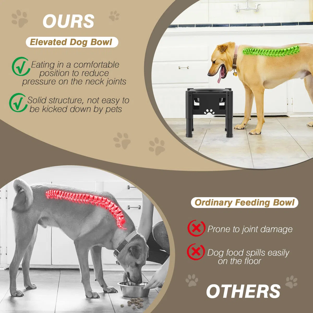 Lewondr Ciotola per Cani Rialzata, Ciotole per Cani Rialzate Anti Ingozzamento con Ciotola ad Alimentazione Lenta da 1,1 L Ciotola in Acciaio Inox con 3 Altezze Regolabili per Cani di Piccola a Grande