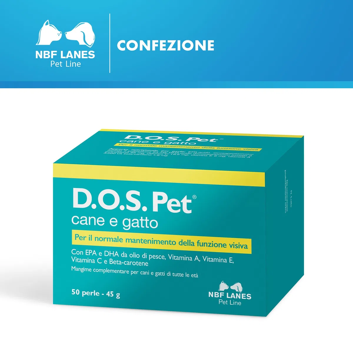 NBF Lanes | D.O.S. Pet Cane e Gatto, 50 Perle Appetibili, per il Normale Mantenimento della Funzione Visiva