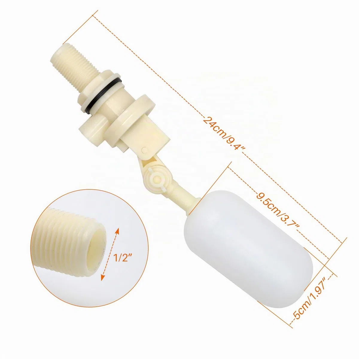 Valvola a Galleggiante per acqua da 1/2 "con Braccio Regolabile, Valvola a Sfera per Abbeveratoio Automatico per Abbeveratoio per Bovini per Cavalli, Pecore, Maiali, Cani