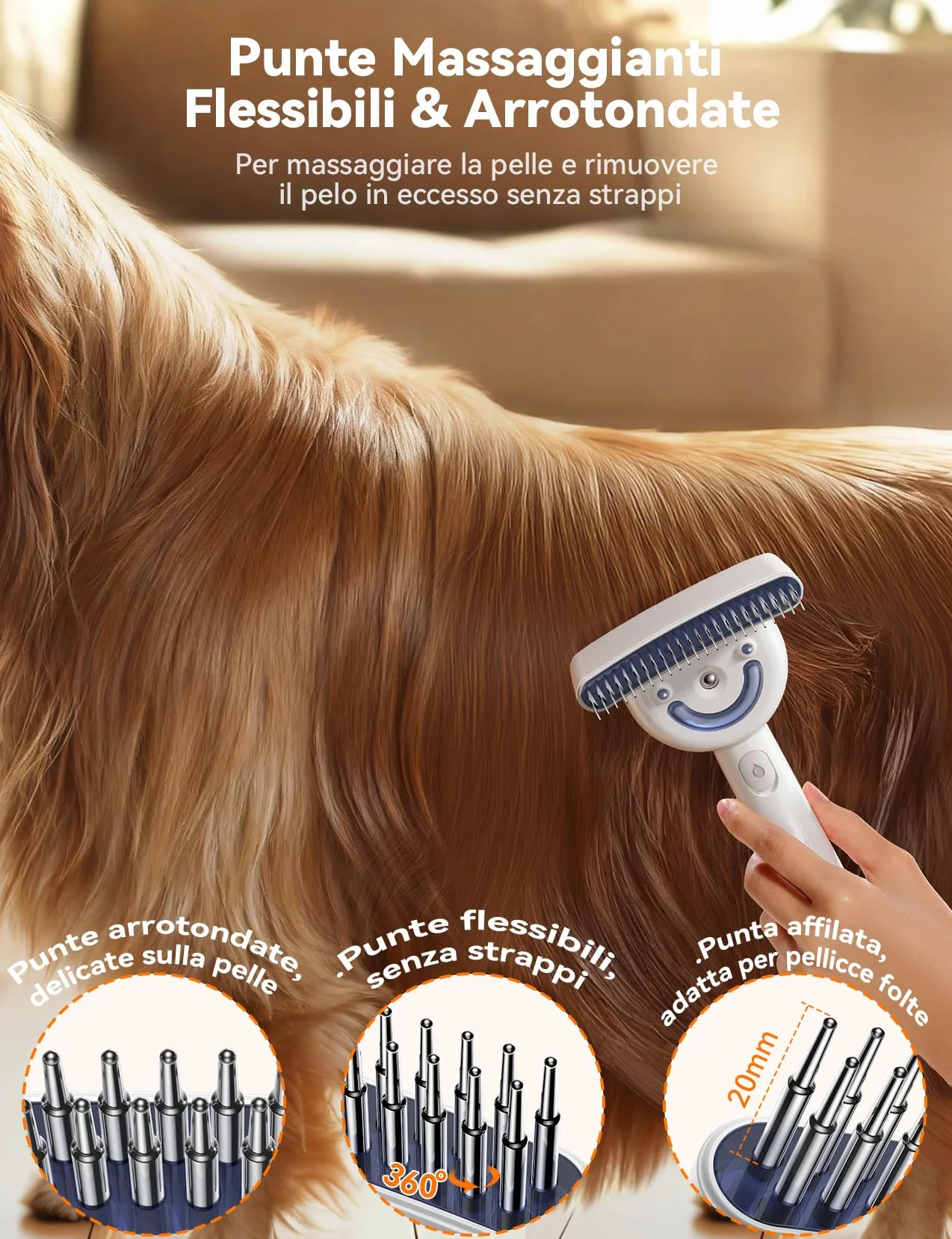 FEELNEEDY Spazzola per Cani, Spazzola a Vapore per Cani, Pettine per Gatti, Vapore a Doppia Faccia, 23+35 Spazzole per Toelettatura e Districatura dei Nodi per Gatto Cane a Pelo Corto e Lungo