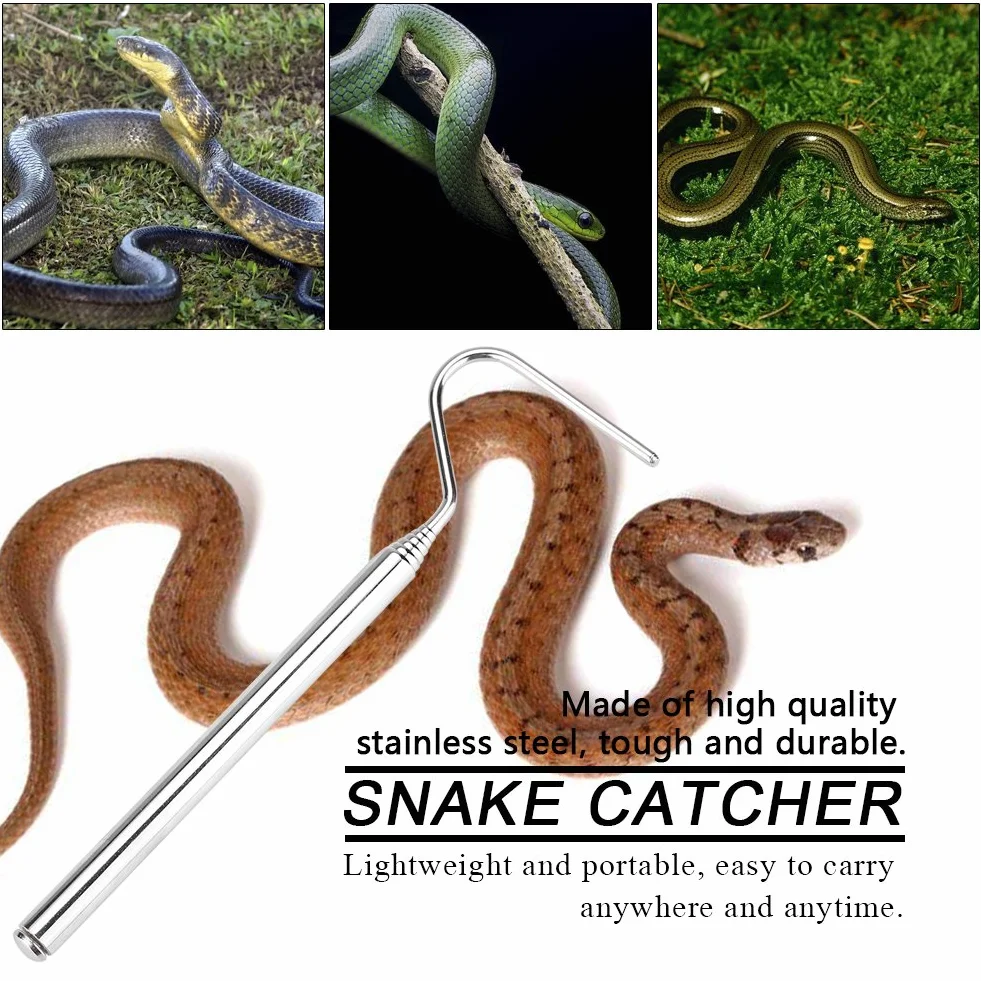 Zerodis Gancio di Cattura del Serpente in Acciaio Inossidabile telescopico Estensibile Cattura Serpente Gancio Cattura rettili per Cattura di rettili Controllo Animali in Movimento Samll