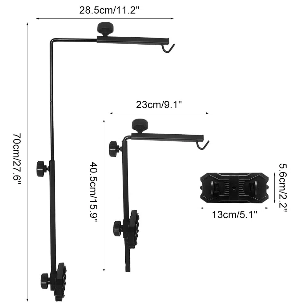 DONGKER Supporto Lampada per Rettili, Portalampada per Rettile, Altezza Regolabile 15,9" a 27,6" e Larghezza 9,1" a 11,2", Staffa Luce per Lucertole, Tartarughe, Gechi, Recinzione Terrari, Acquario