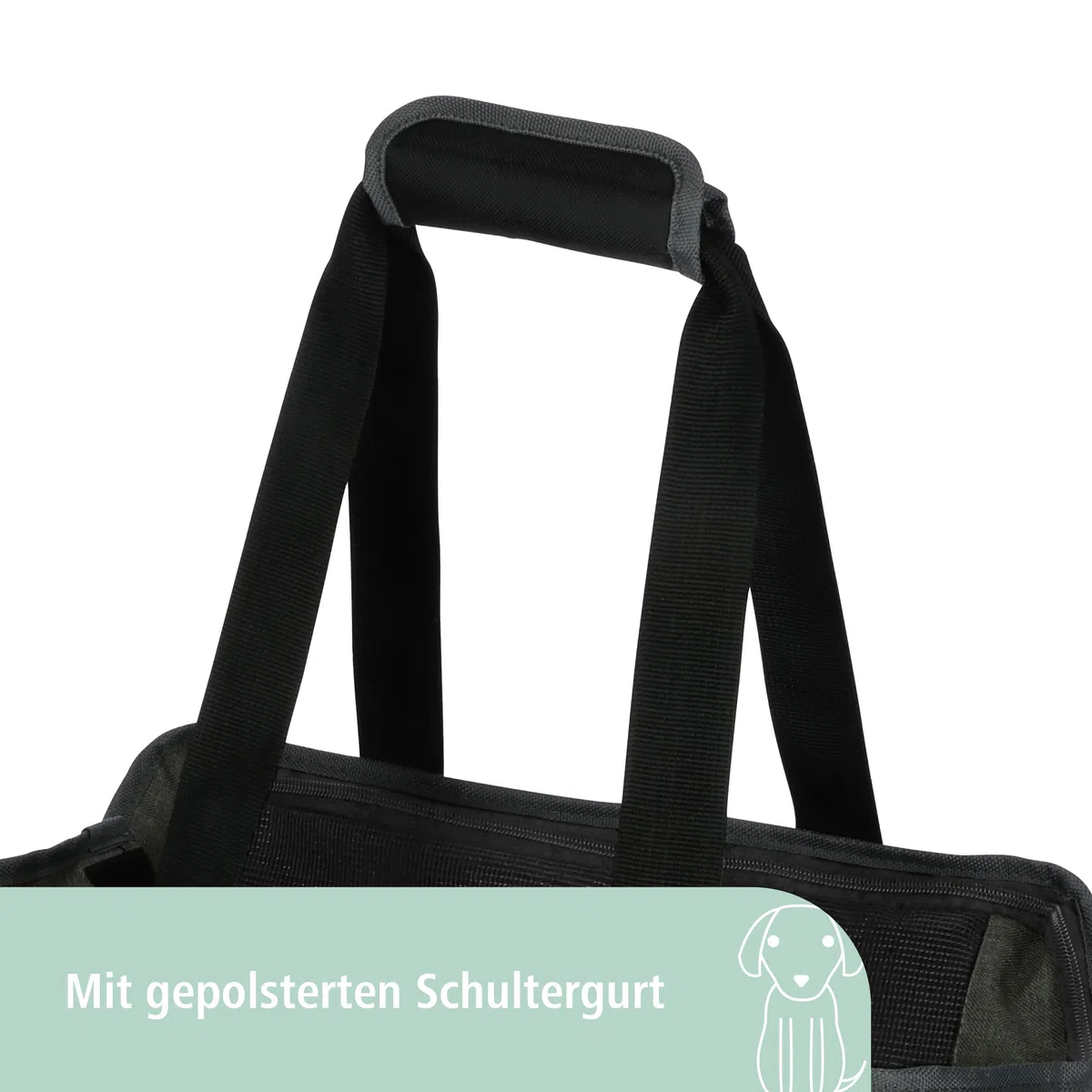 Kerbl Pet Borsa per trasporto Vacation, trasportino per cani, grigio, blu, 40x20x27cm, nylon, cani, gatti, inserti in rete anti-morso, rivestimento lavabile