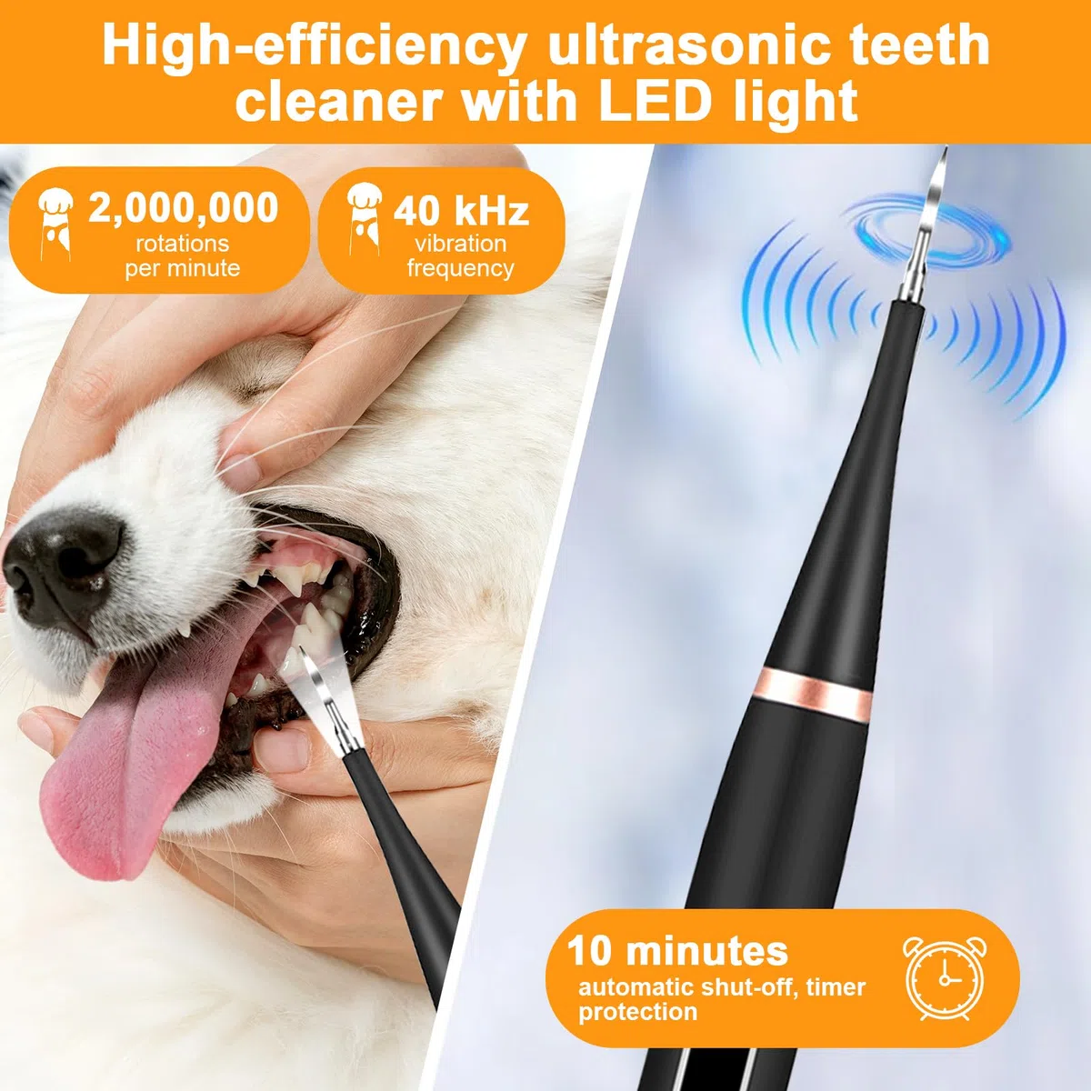 Kit per la Rimozione della Placca Dentale per Cani - Rimuove Tartaro e Placca con Luce LED