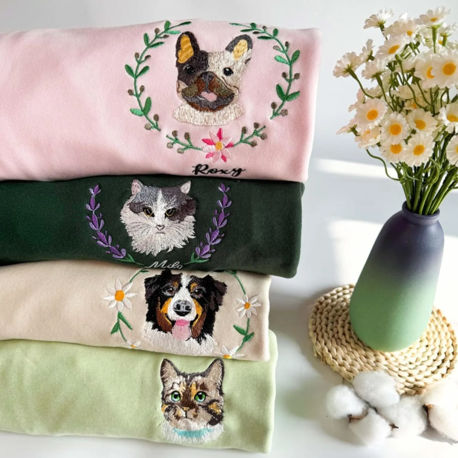 Felpa personalizzata per animali domestici, foto dell'animale + nome, maglione personalizzato con ritratto di cane, felpa personalizzata per cane, felpa con cappuccio a collo tondo per gatto, regalo