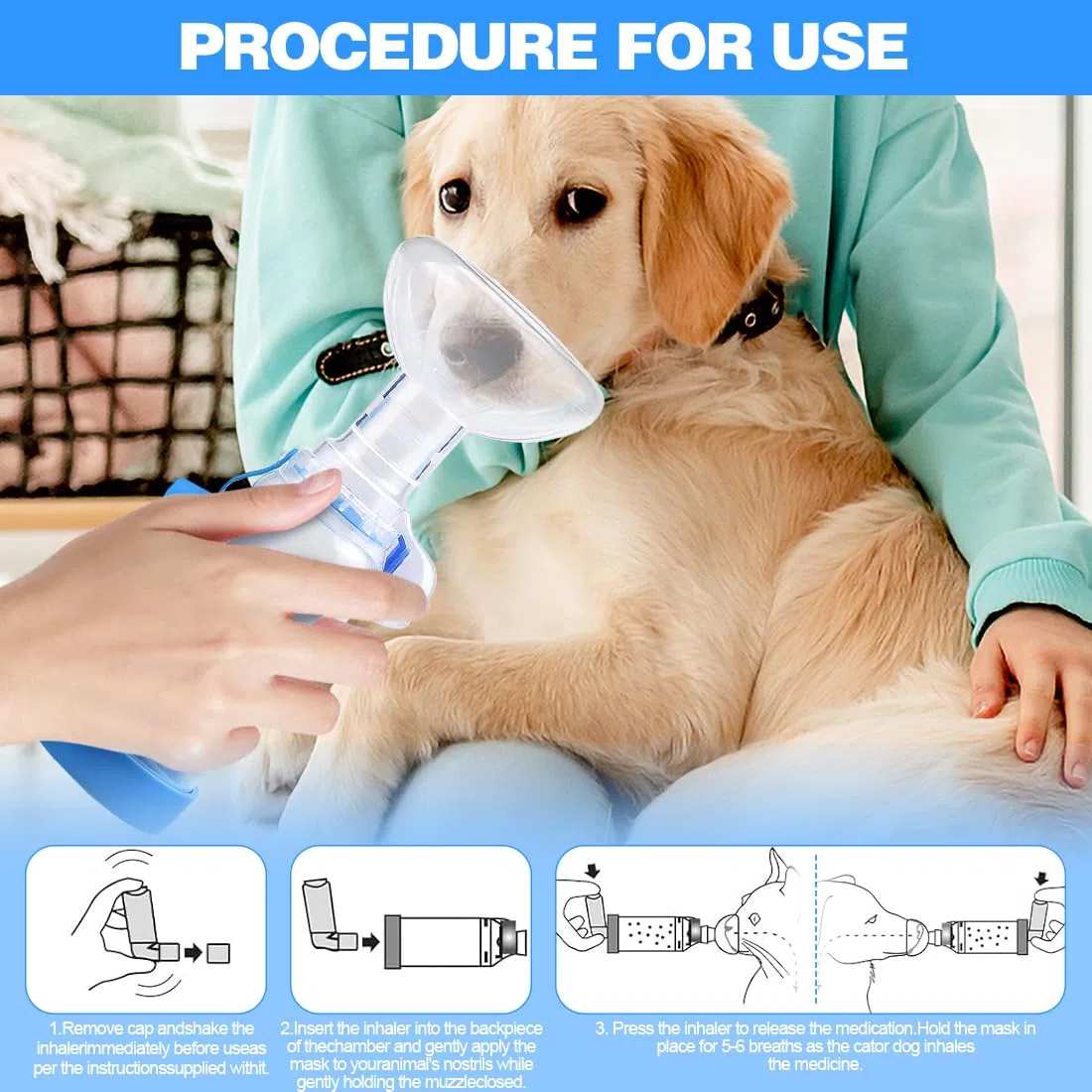 Yuragim Distanziatore Inalatore Pet Inalator Spacer con 2 misure maschere per gatti e cani